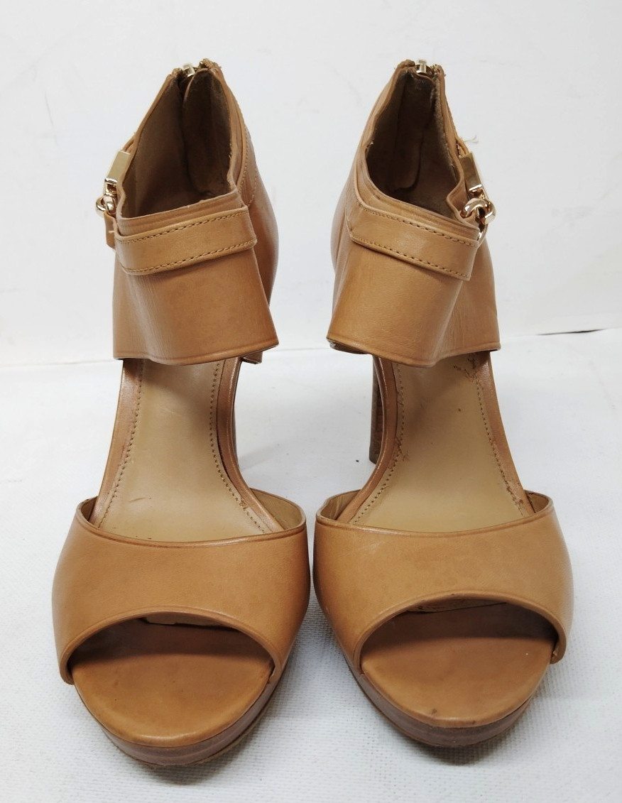 $188 COACH 7 B Pumps Wexwood Leather/Mat Calf Ankle Strap D-Orsay Stiletto