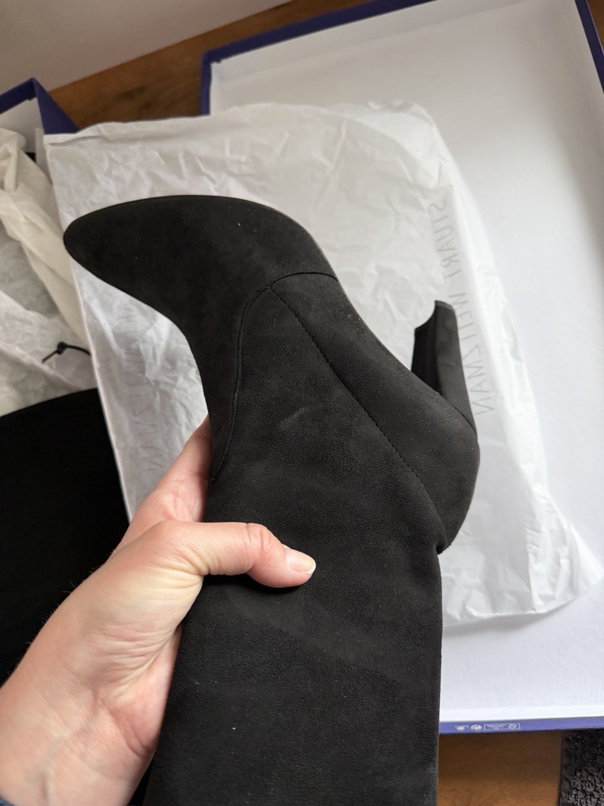 Stuart Weitzman Women’s Suede Alllegs Noir Ultra Stretch Boots