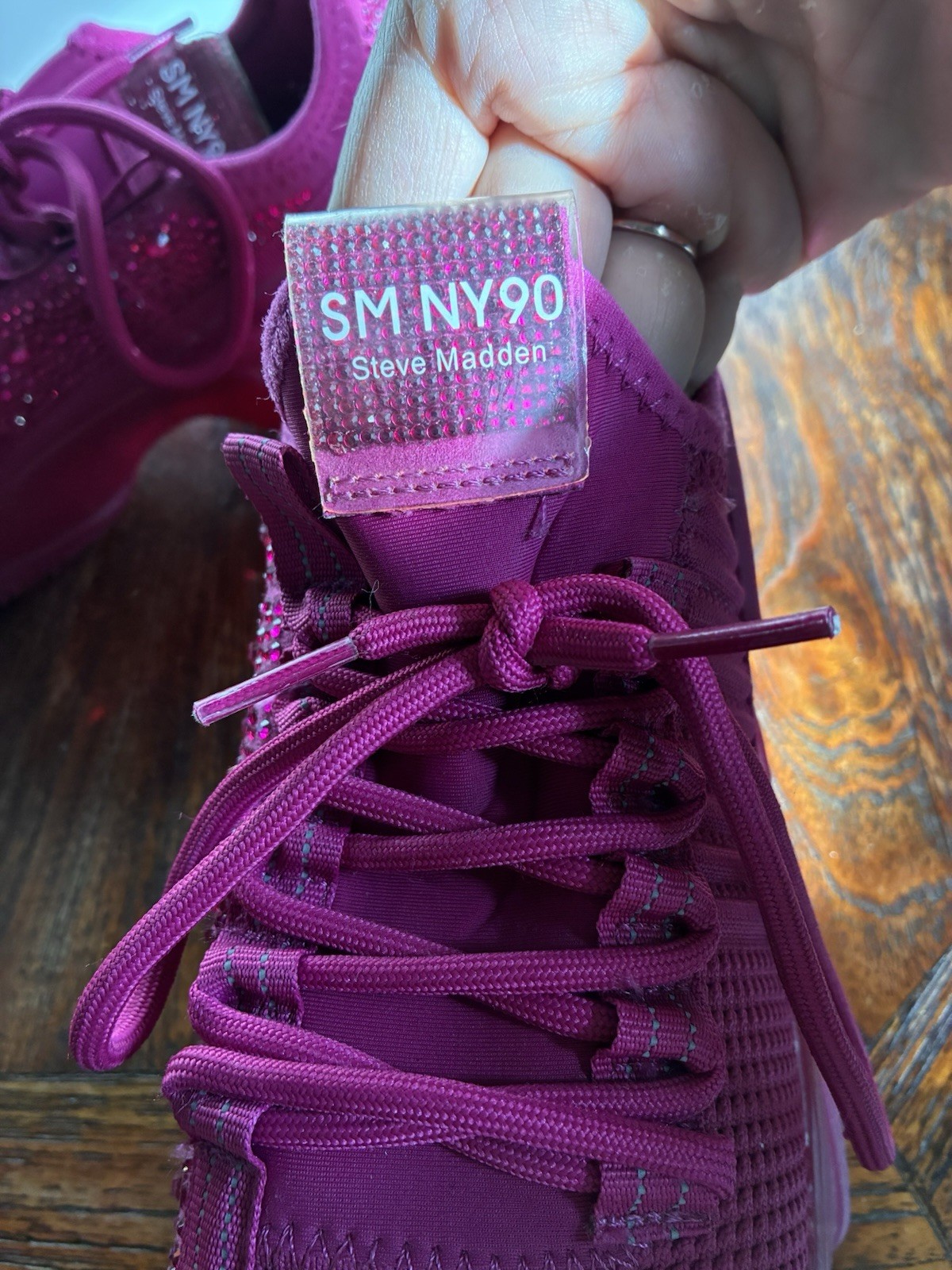Steve Madden Women Size 7.5 SM NY90 PINK Maxima Chunky Sneaker Rhineston Sparkle