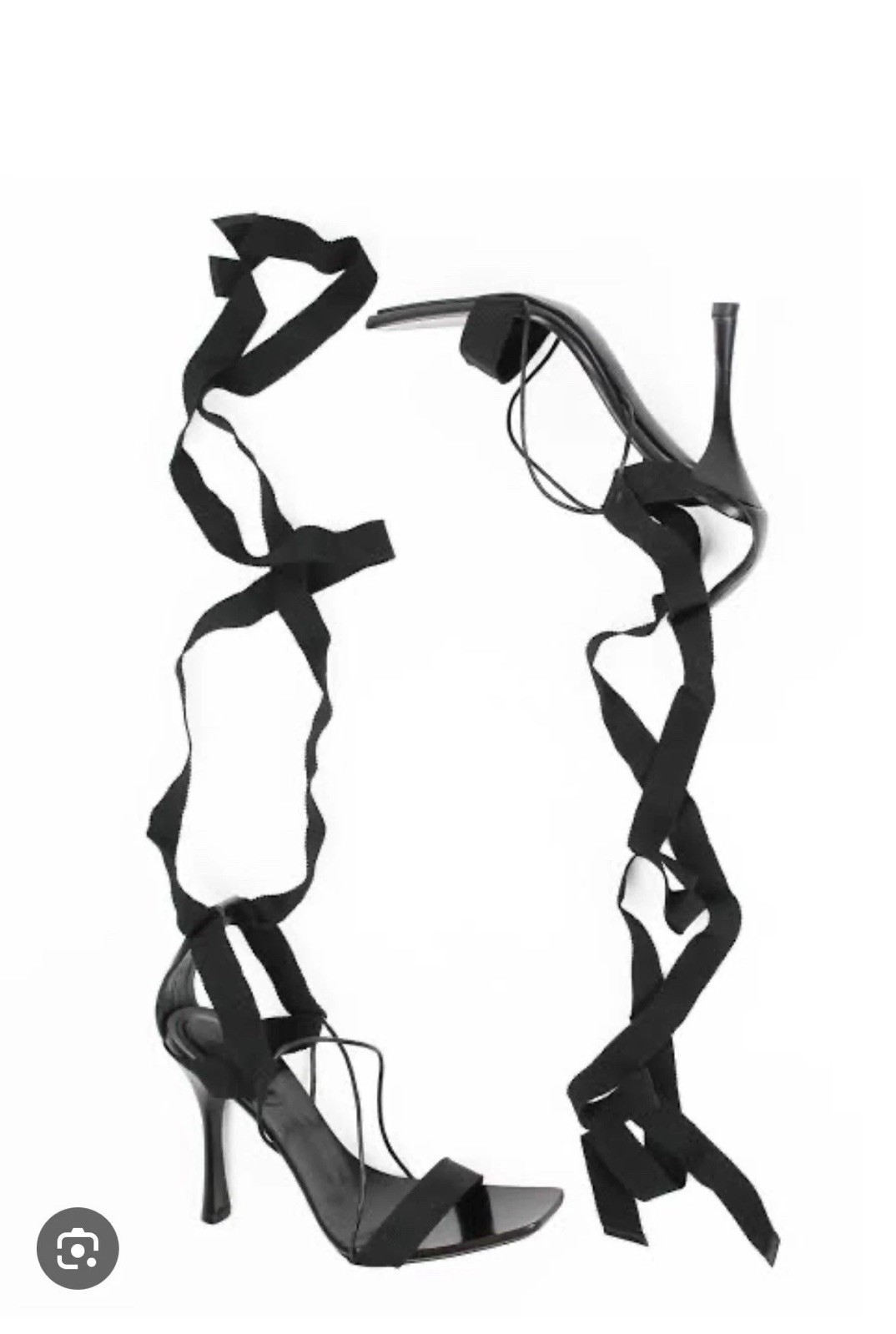 Authentic Gucci Tom Ford Black Ribbon Lace Up Heels Sandals 5.5B Made in Italy