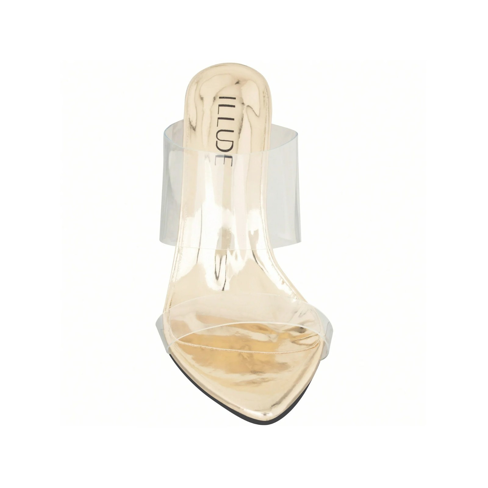 Women’s Clear Pointed Toe Sandals Stiletto Heels Transparent Strap Gold Size 9US
