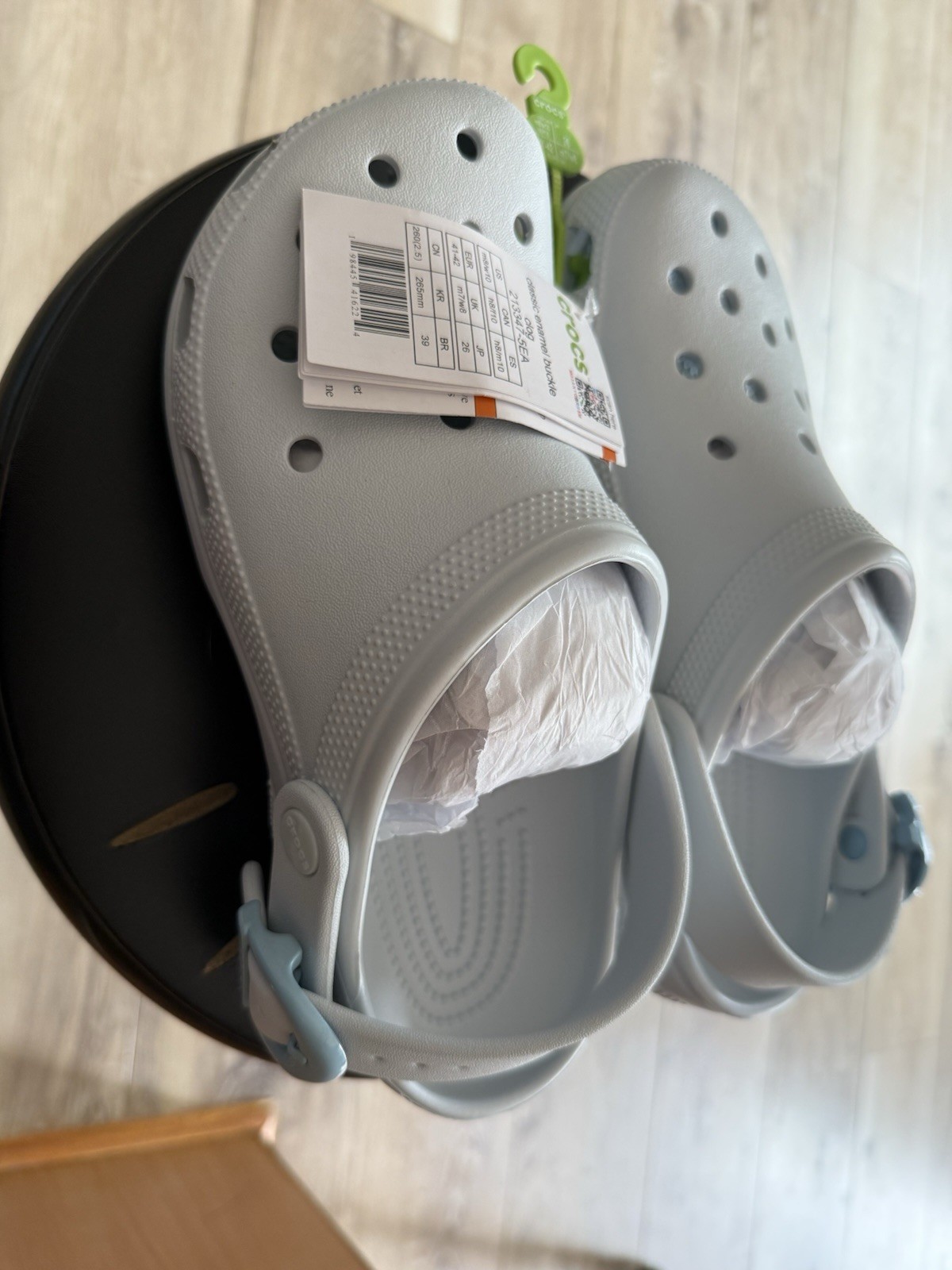 Crocs Classic Enamel Buckle Clog Vapor Ice M8 W10 New With Tags 213347-5EA