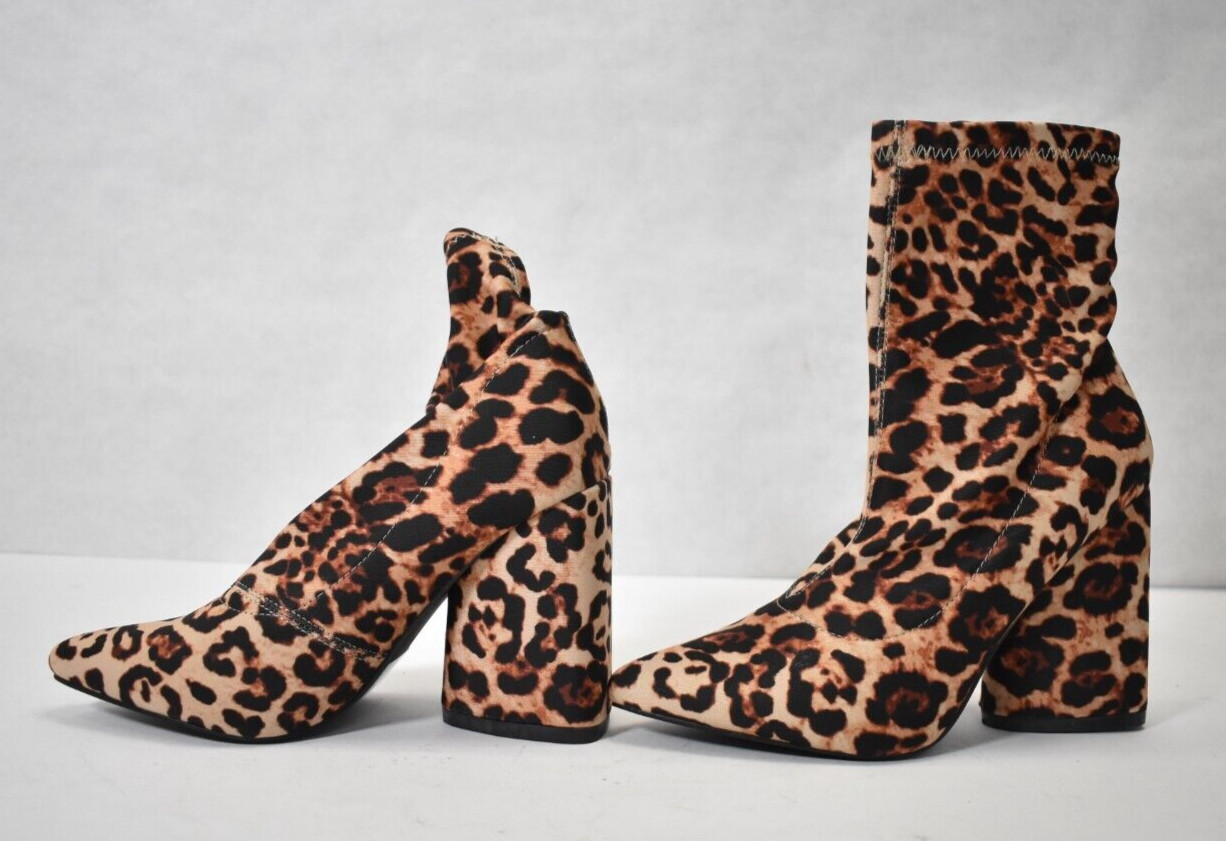 Cape Robbin Beast Leopard Print Heel Boots Size 6 Womens Man Made Fabric Upper