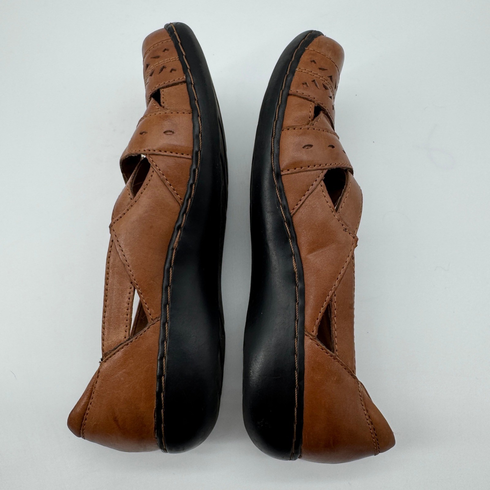 Clarks Bendables Ashland River Flats Loafers 7.5M Leather Comfort Boho Granola