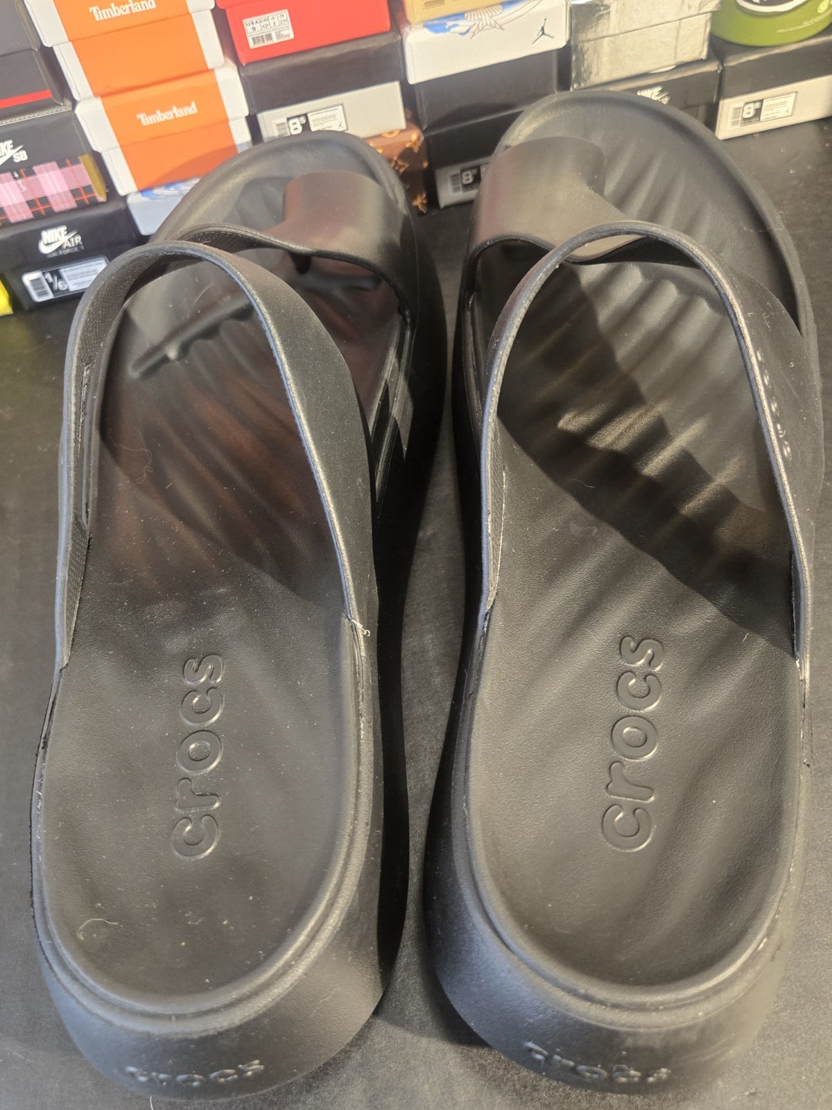 Crocs Women’s Getaway Platform Toe Loop Strappy Black Sandal Size11