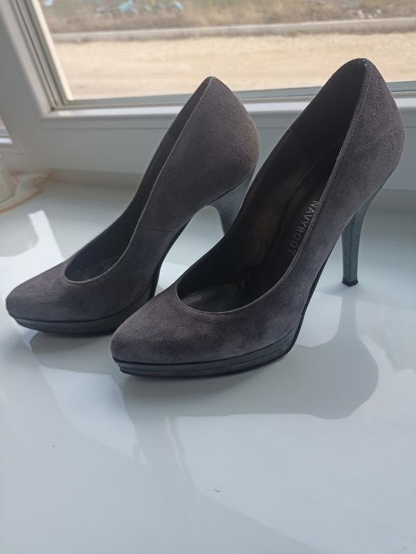 women navy boot heels grey 39 #B9J0