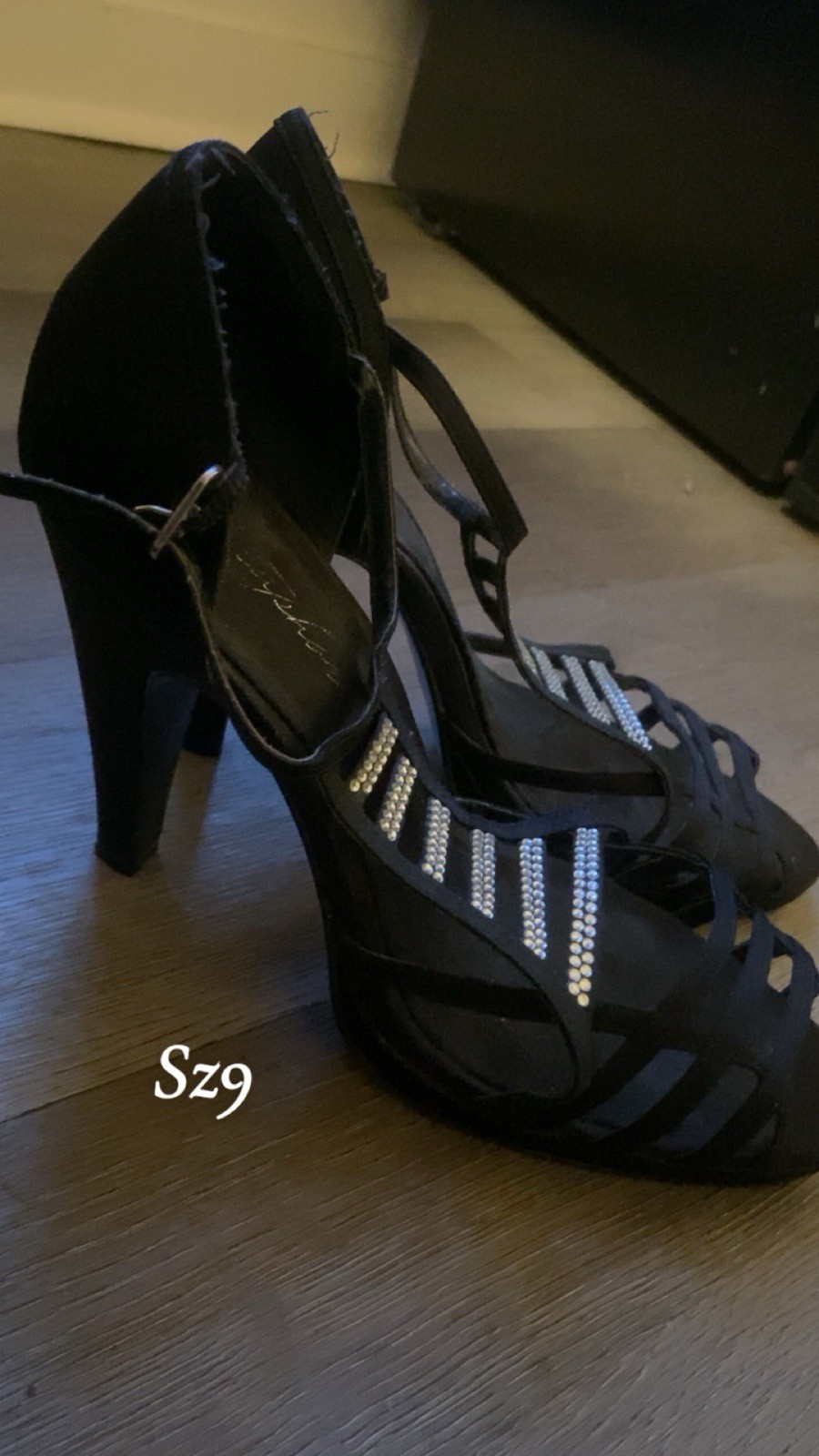 Nine West Brown Strappy Rhinestone Open Toe Stiletto Heels Buckle Synthetic