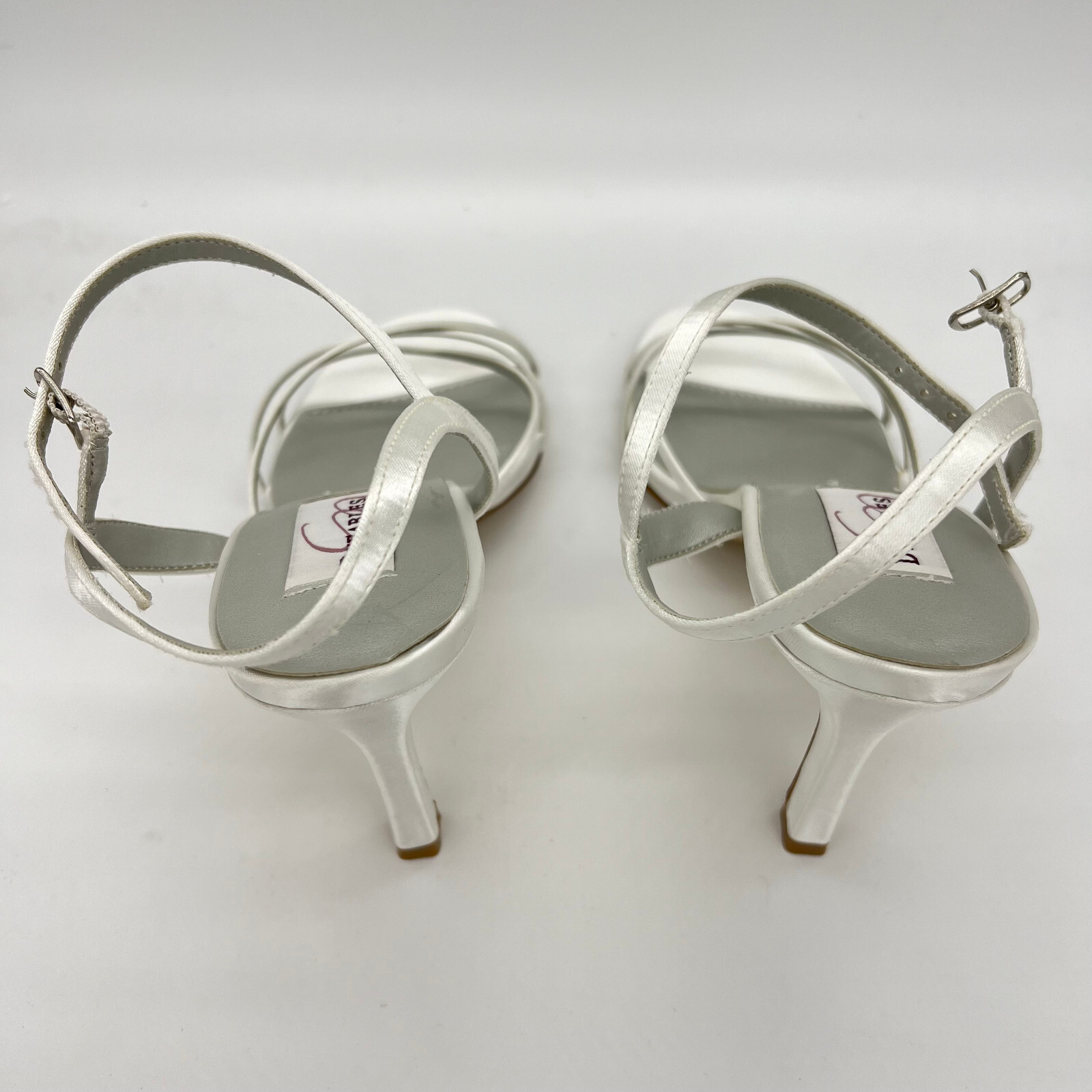 Dyeables Women Ankle Loop Satin Buckle Slingback Fashion Sandals White Satin 9B