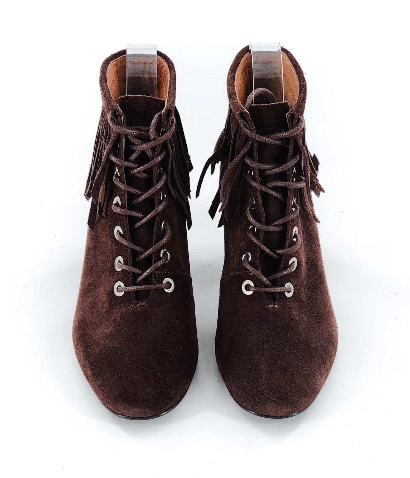 MAJE NWOB Fox Suede Ankle Fringe Bootie Brown $570 Size 36 5.5
