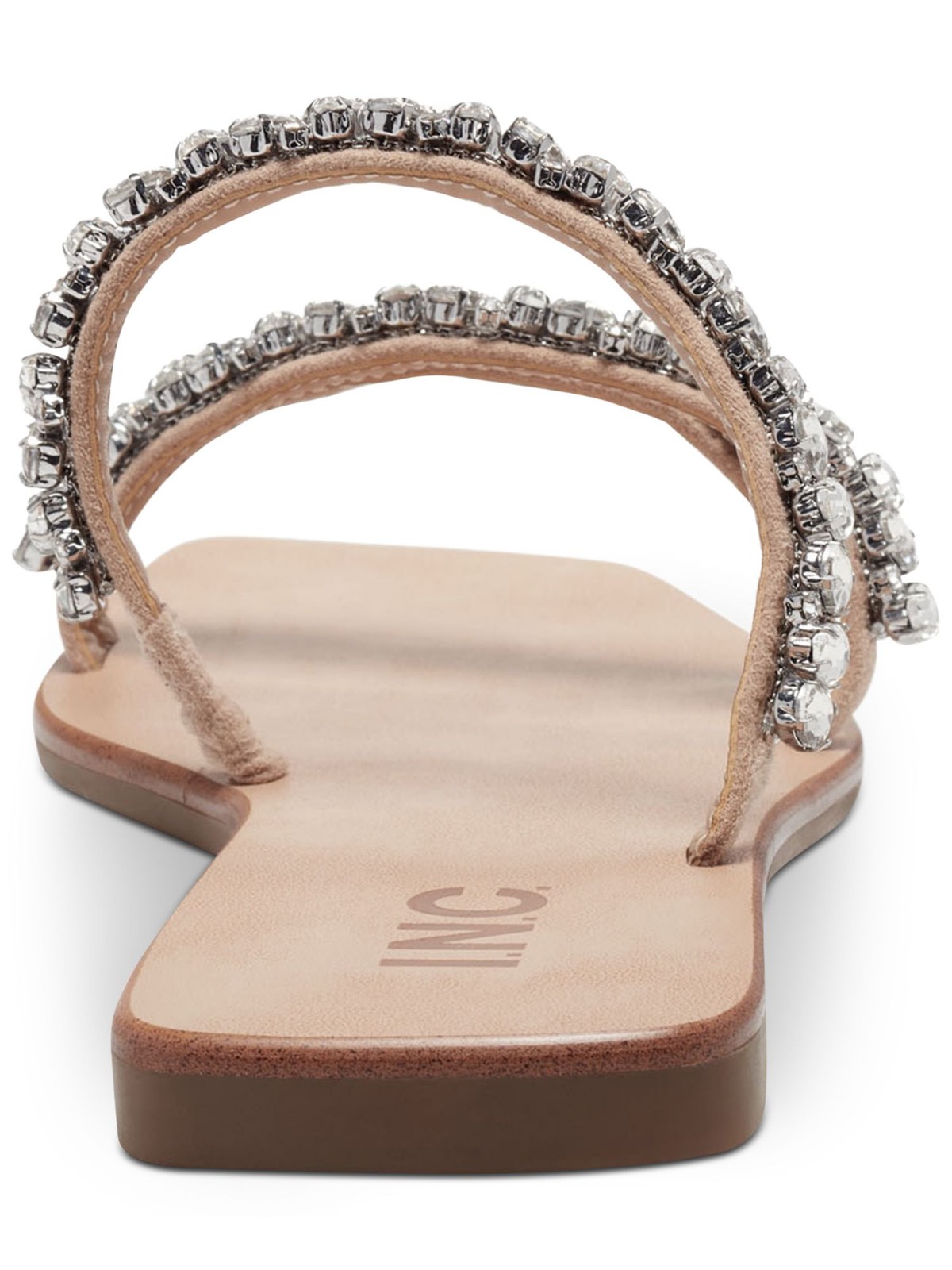 INC Womens Beige 0.5 Heel Strap Gem Pommona Slip On Sandals Shoes 6.5 M