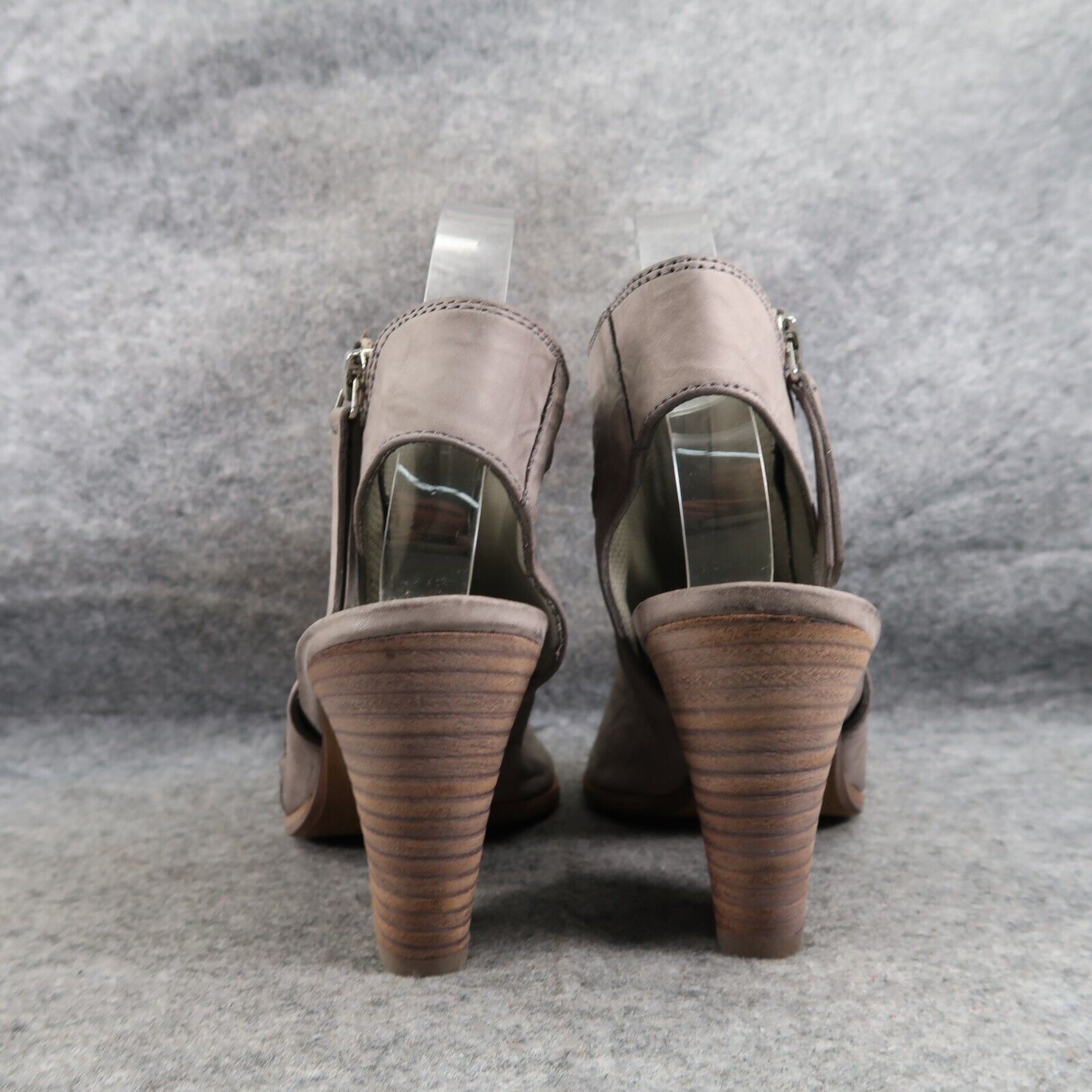Paul Green Shoes Womens 8.5 Sandal Peep Toe Cayanne Asymmetric Zip Leather Grey