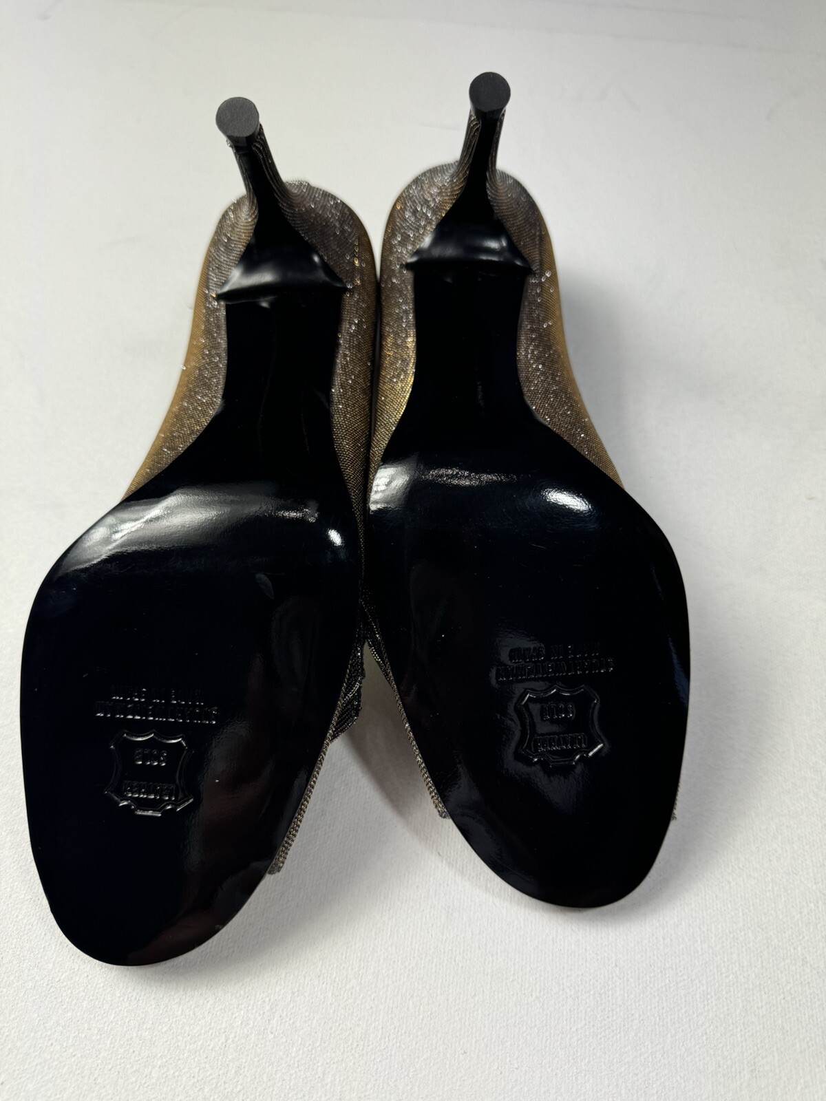 Stuart Weitzman Poco Pyrite Bowover Open Toe Evening Heel Pump Sz 10.5 NEW