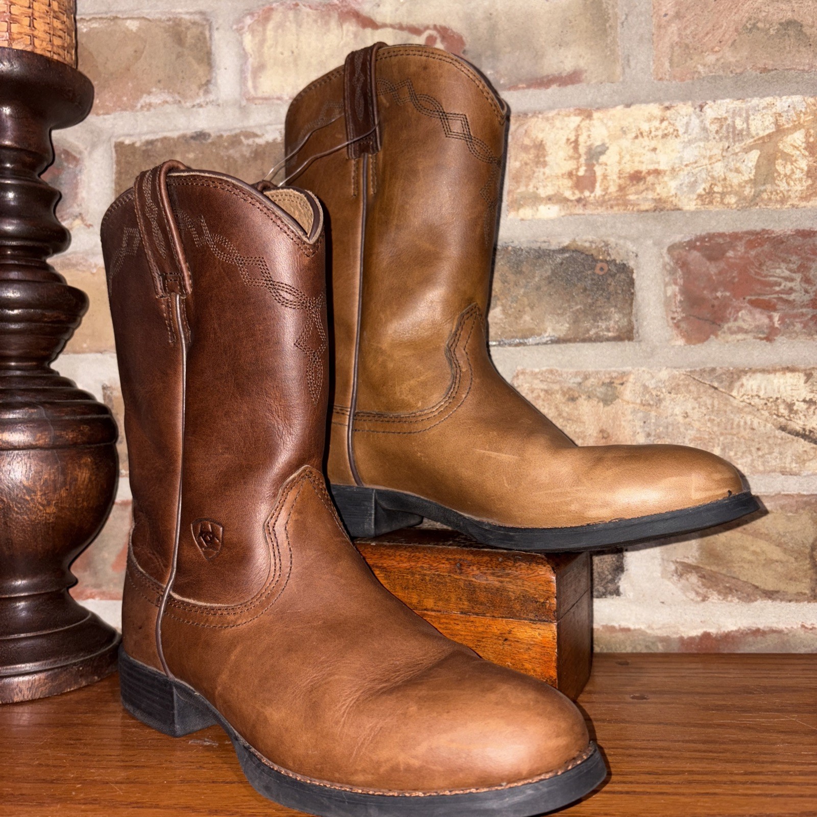 Ariat Brown Leather Heritage Roper Boots ATS Western Cowboy Women’s 7.5 B