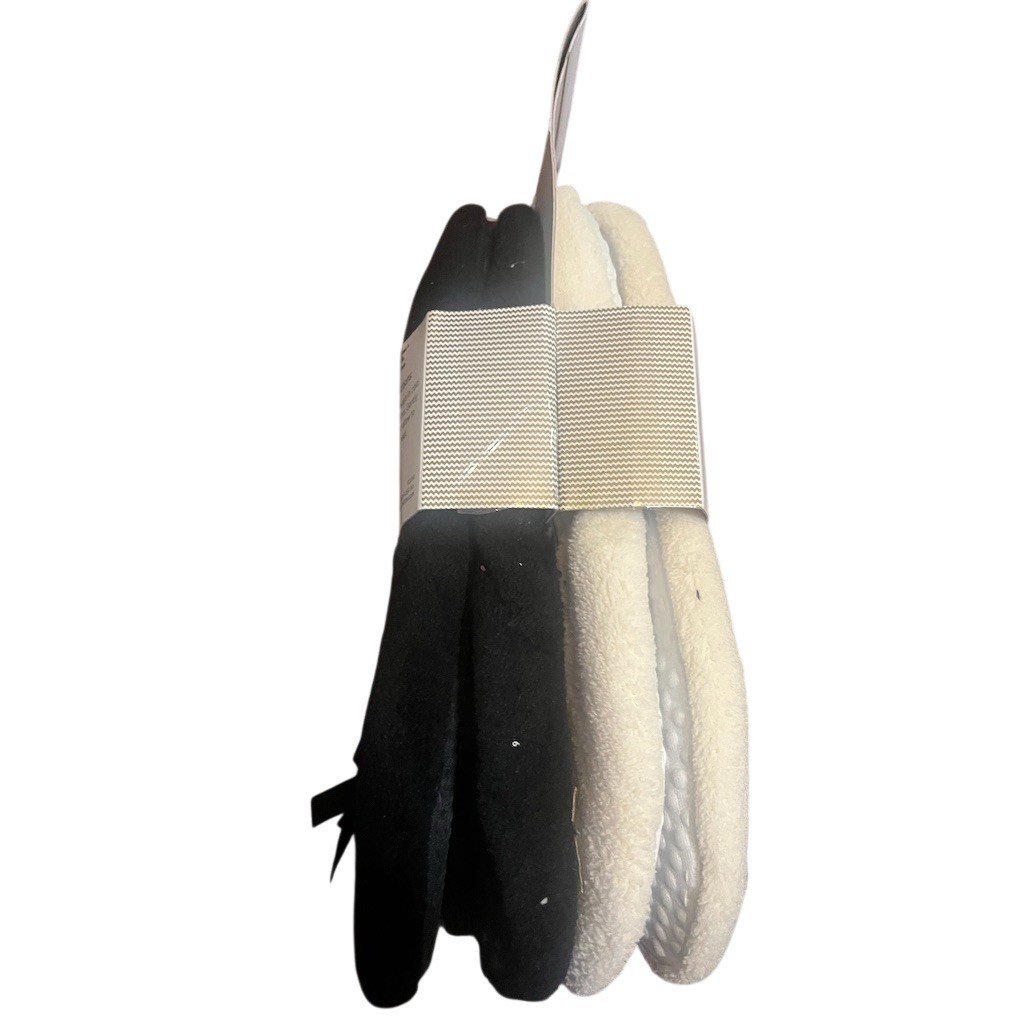 Gold Toe 2-Pack Ballet Slippers Womens Size S (6-7) Black & Ivory Bow