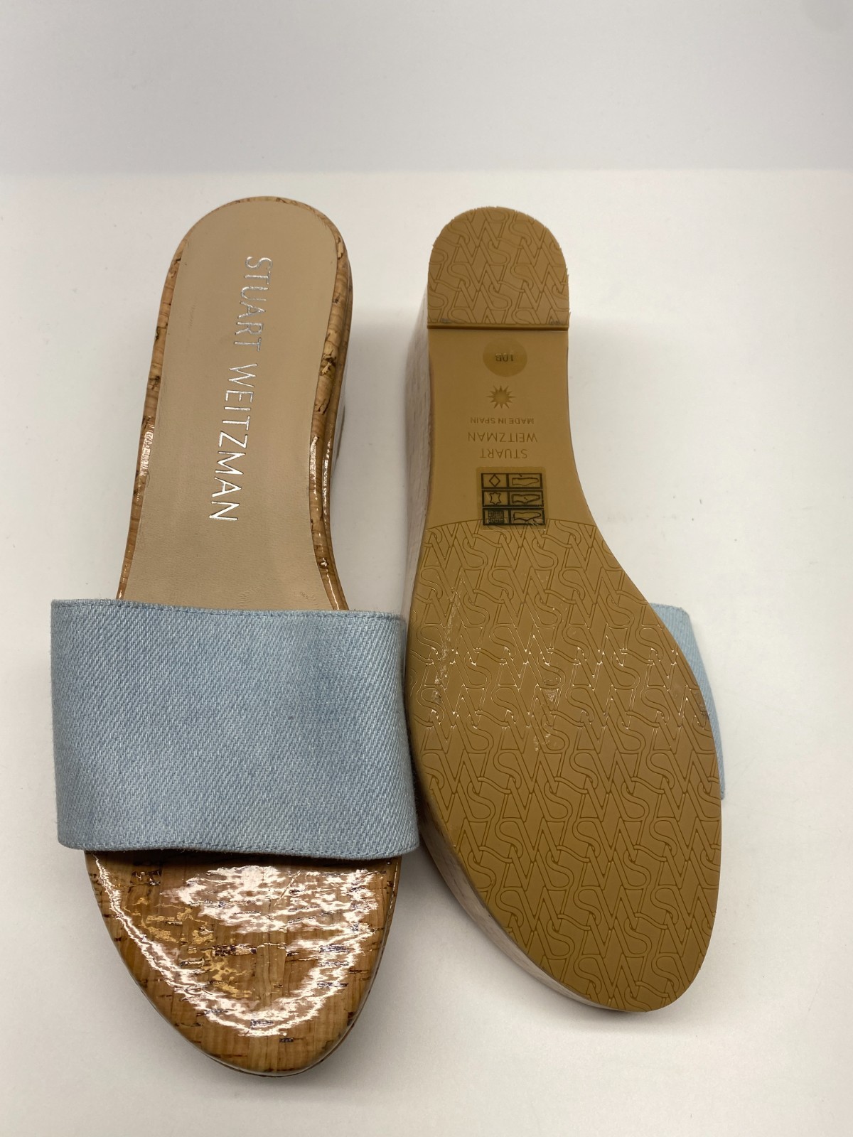 Stuart Weitzman Womens Summer Denim Wedge Sandals Sz 10 B