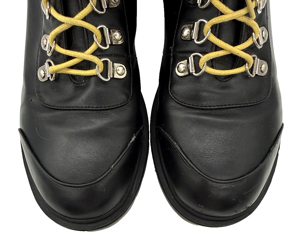 EGO Block Sole Combat Biker Gothic Boots Black Women US 12 Faux Leather