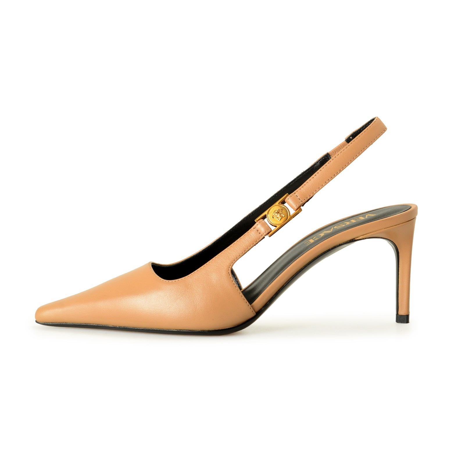 Versace Women’s Pale Nude 100% Leather Heeled Pumps Shoes US 6 IT 36