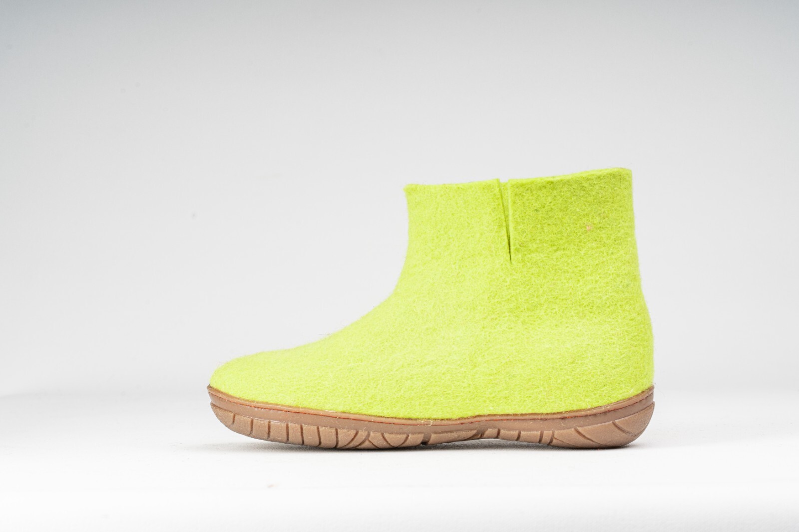 Woollyes Outdoor Low felted Boot with Rubber Sole-Lime Green for Comfort & Style
