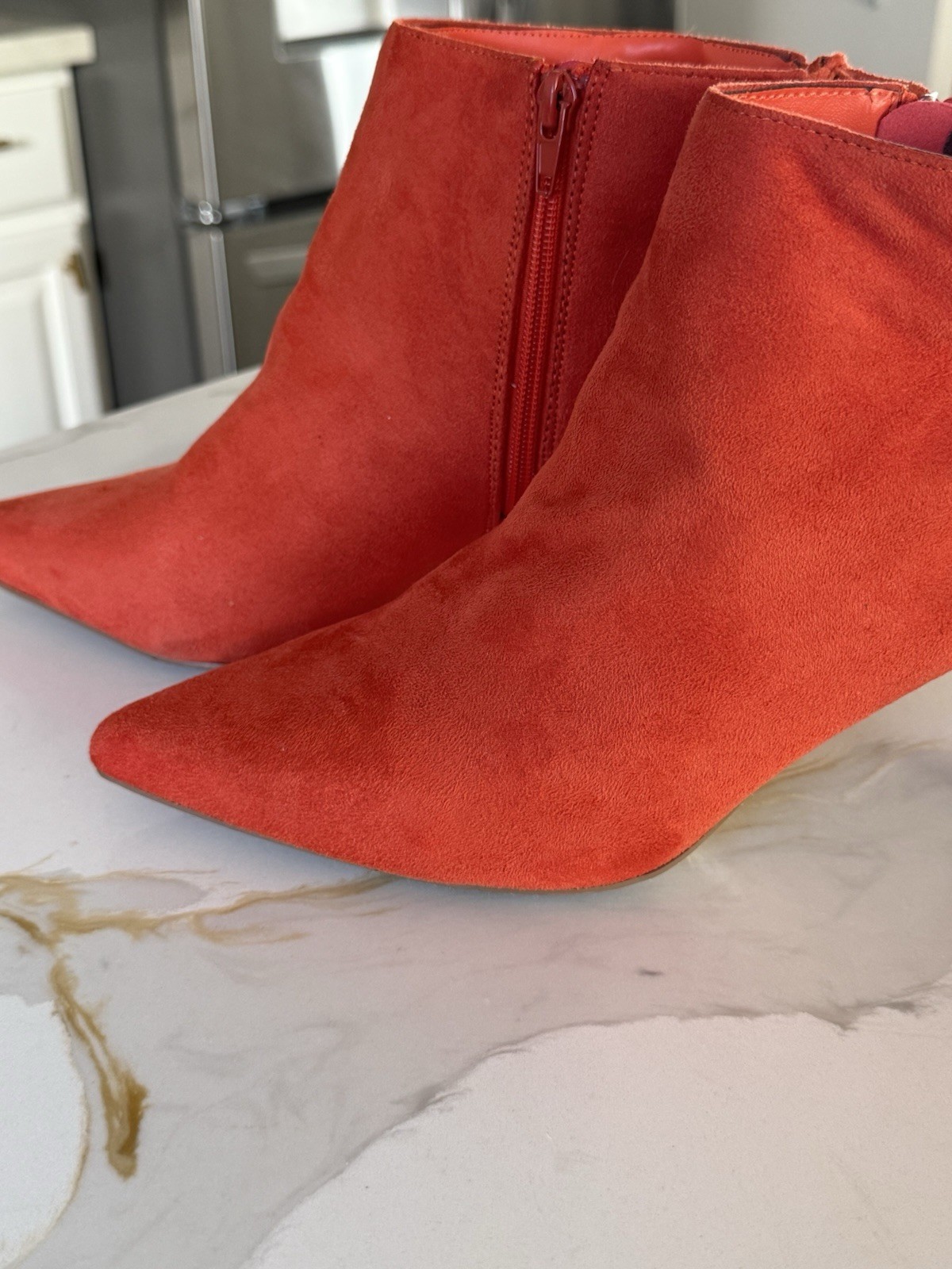 Burnt Orange Booties, Preowed-excellent Condition, Size 11.