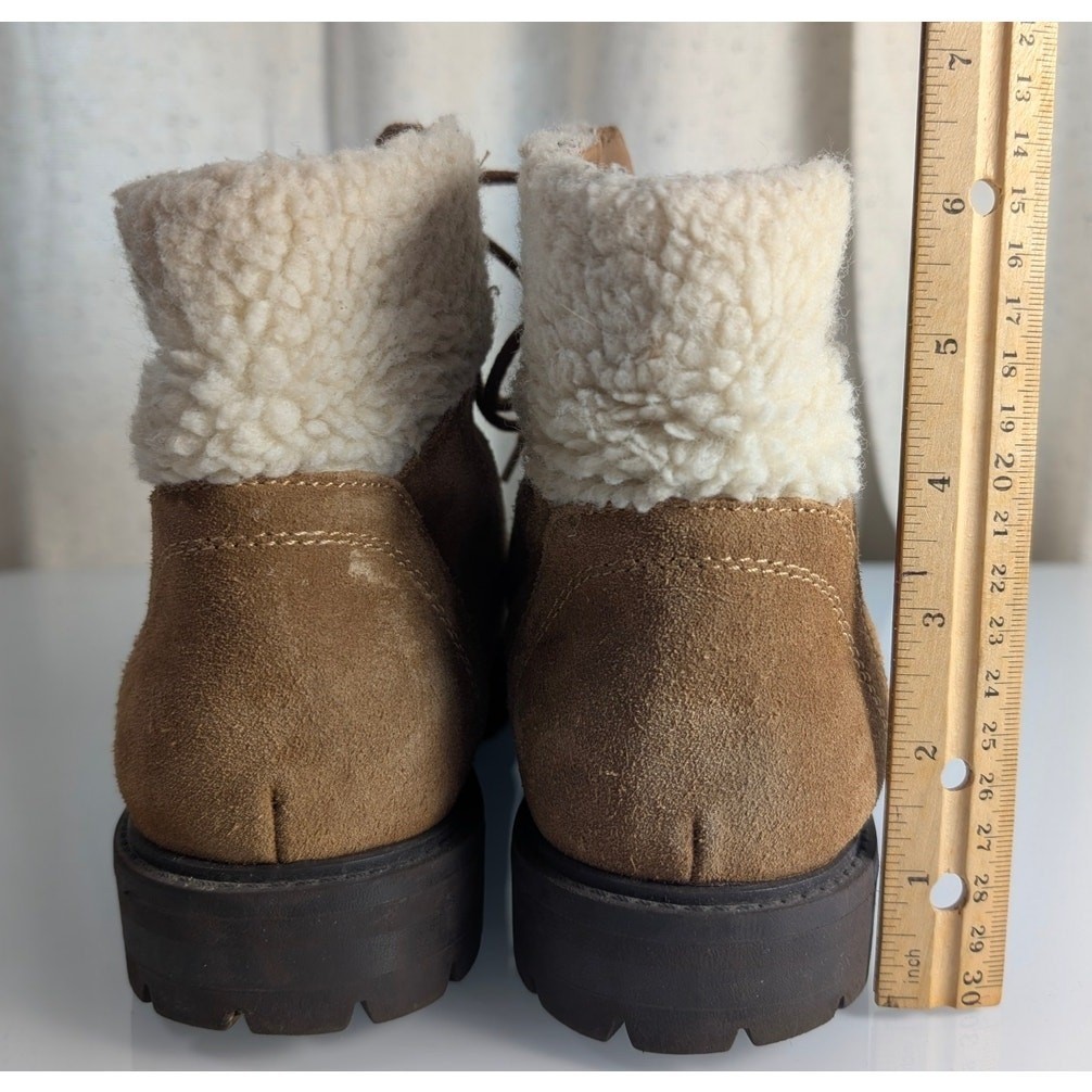 Marc Fisher Women’s Leather Brown Suede Boots Faux Fur Winter Fall Size 9.5