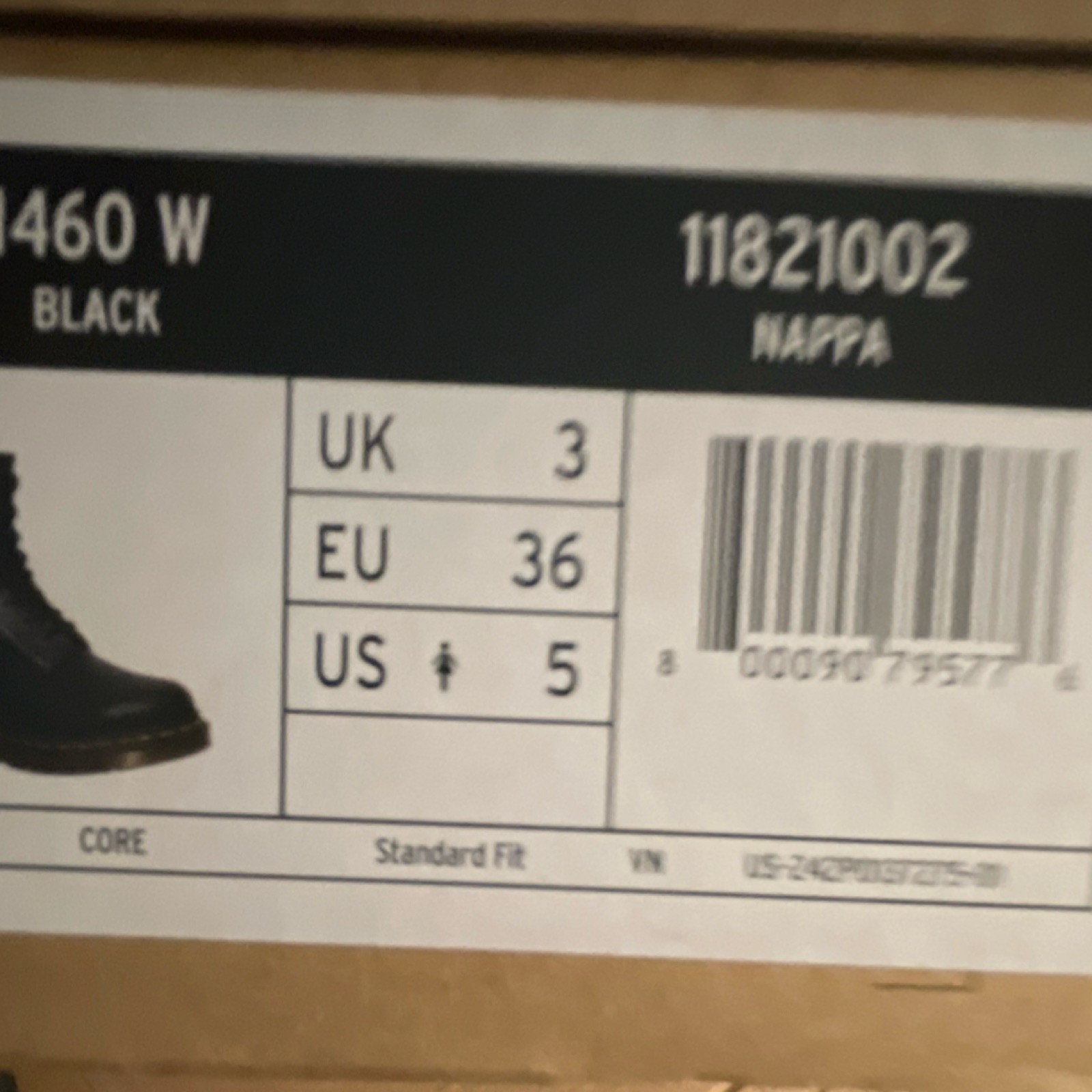 DOC Martens 1460 W Black Nappa Leather Women’s Combat Boots US 5 UK 3 EU 36 BNIB
