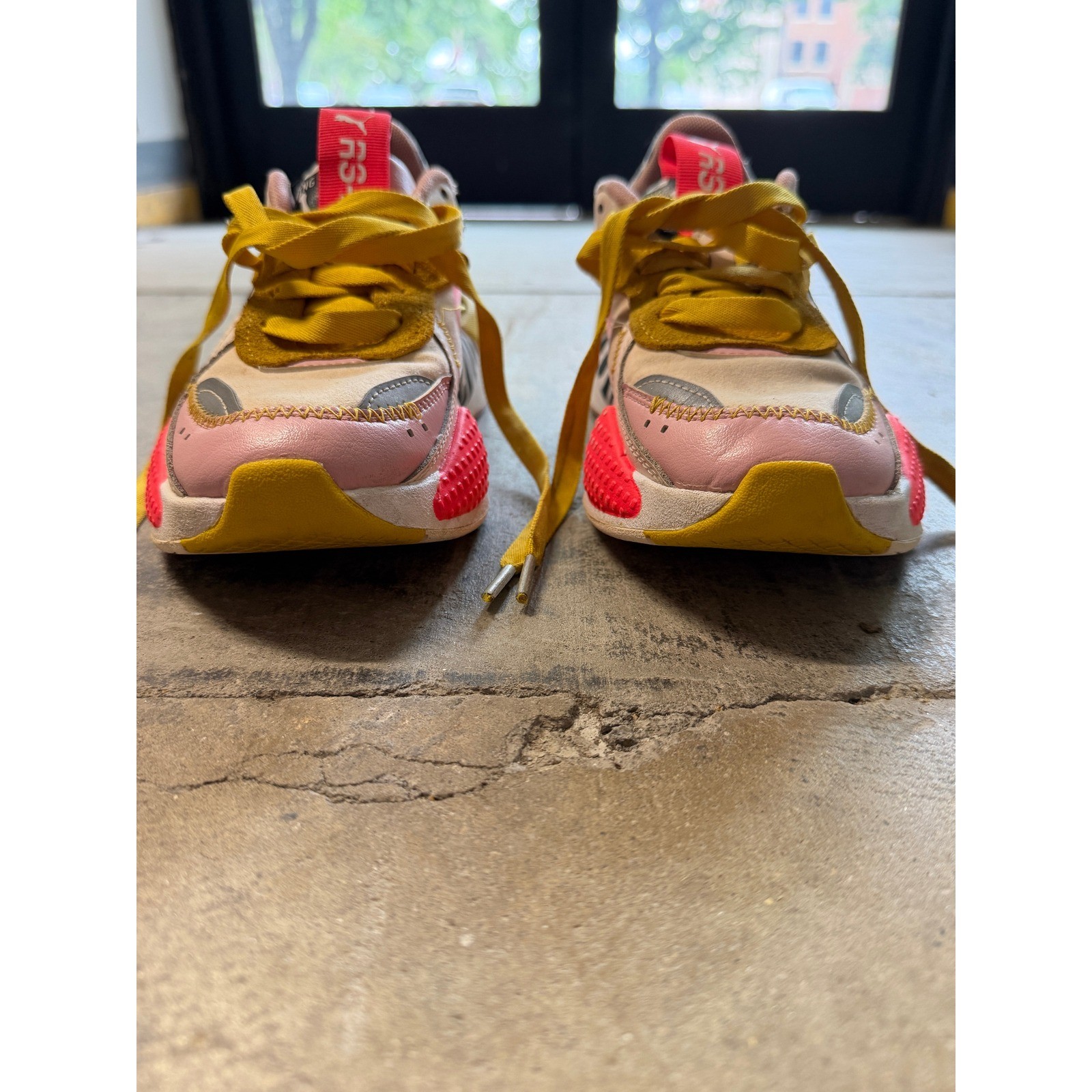 Puma RS-X Wildcats Womens Sneakers Pink Yellow Zebra Animal Print Size 5.5