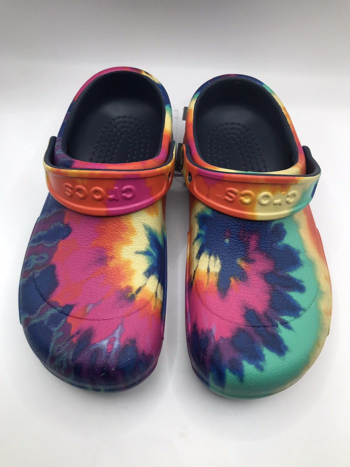 WOMEN’S CROCS AT WORK MULTI COLOR TIE DYE BISTRO GRAPHIC CLOGS SIZE 8 NWT