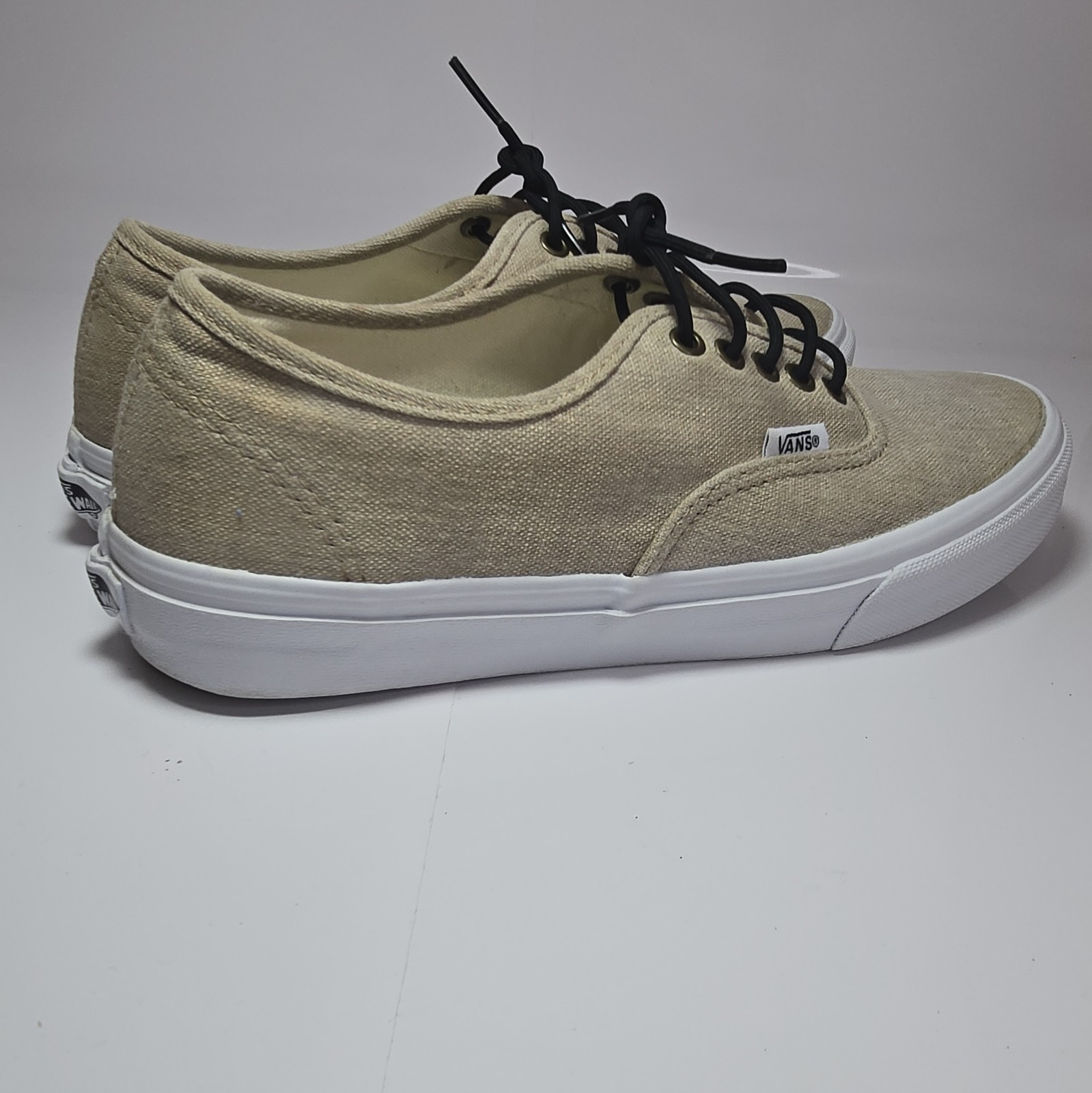 UnisexVansLow Top Canvas Lace-Up Sneakers Men’6.5Wo’s8 Beige/White/Black Solid