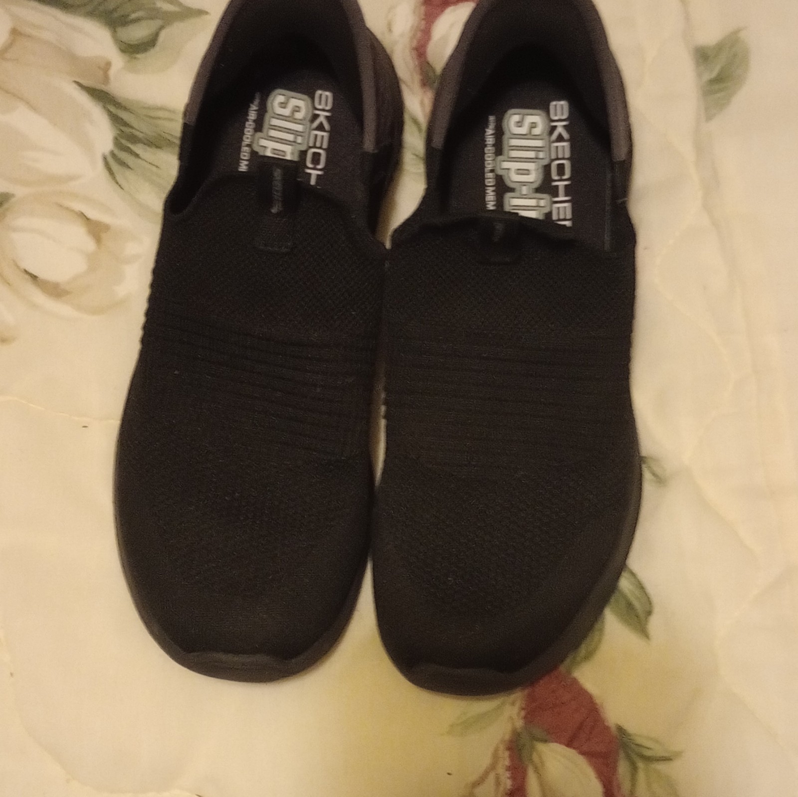 SKECHERS Slip-ins Womens Black Slip-On Sneakers Memory Foam Textile Upper