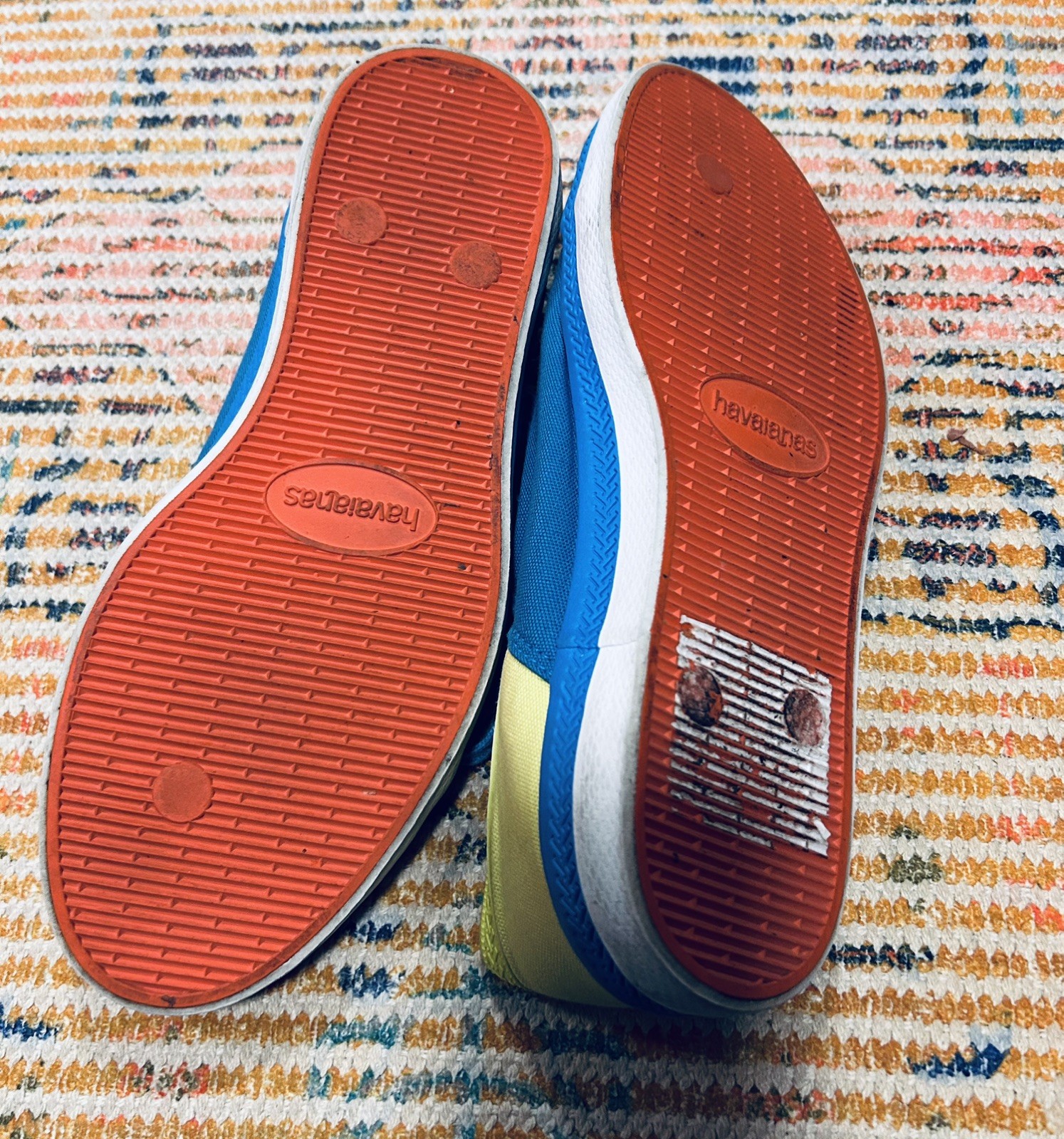 Havaianas Lace Up Beach Sneaker Flat size 9W/ 8M Canvas Shoes Blue/Green