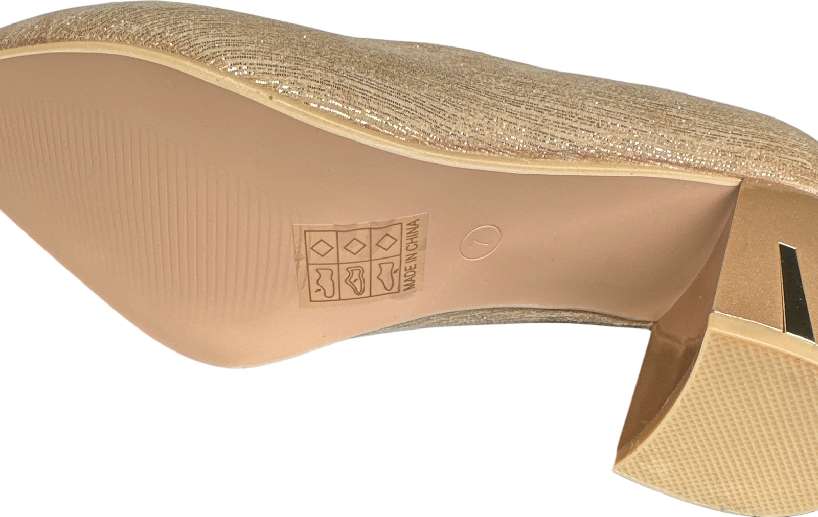 Classique Gold Shimmer Block Heel Pumps Mid-Heel Pointed Toe Women’s Size 7