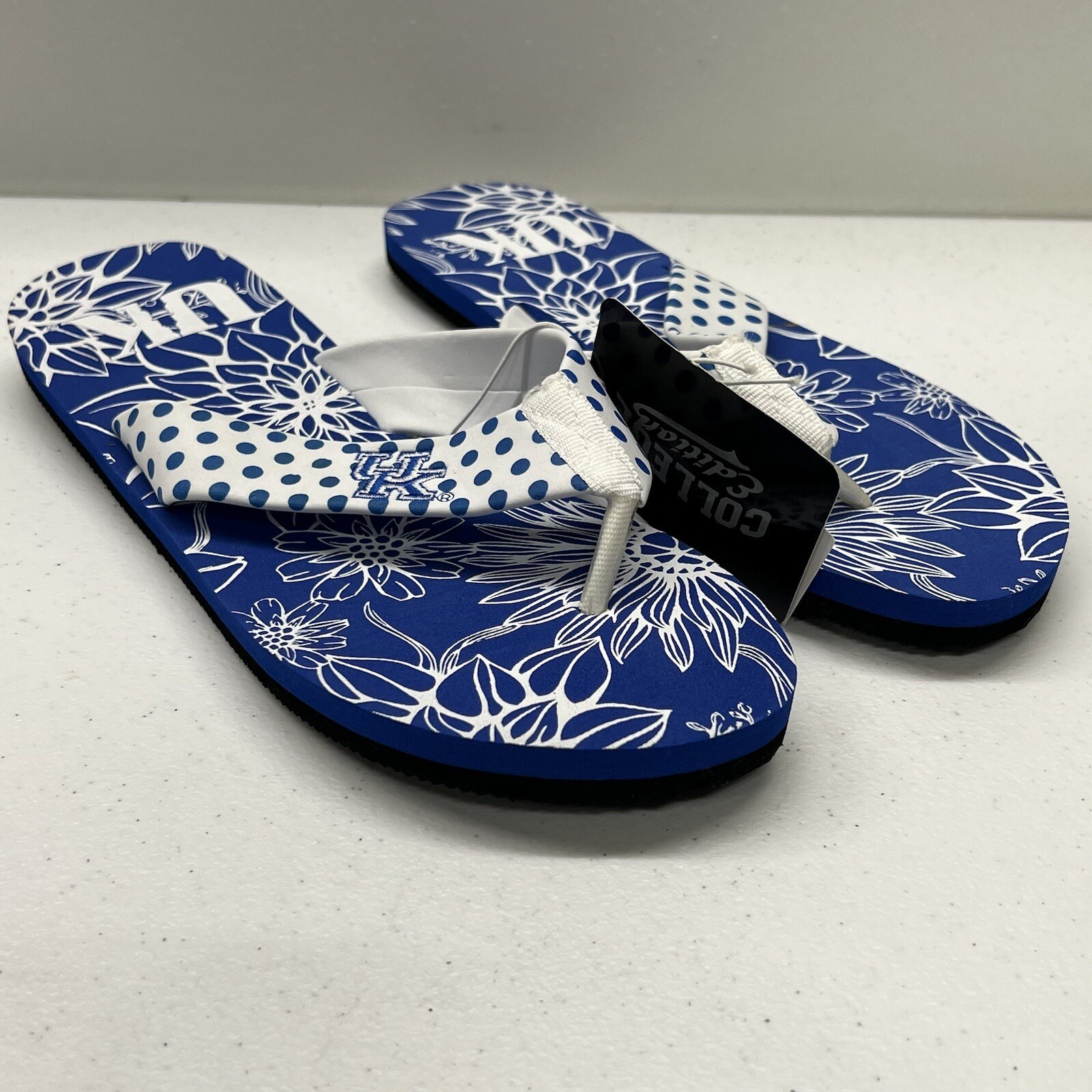 College Edition Women’s UK Blue And White Flip Flop Sandals – Size L 9/10
