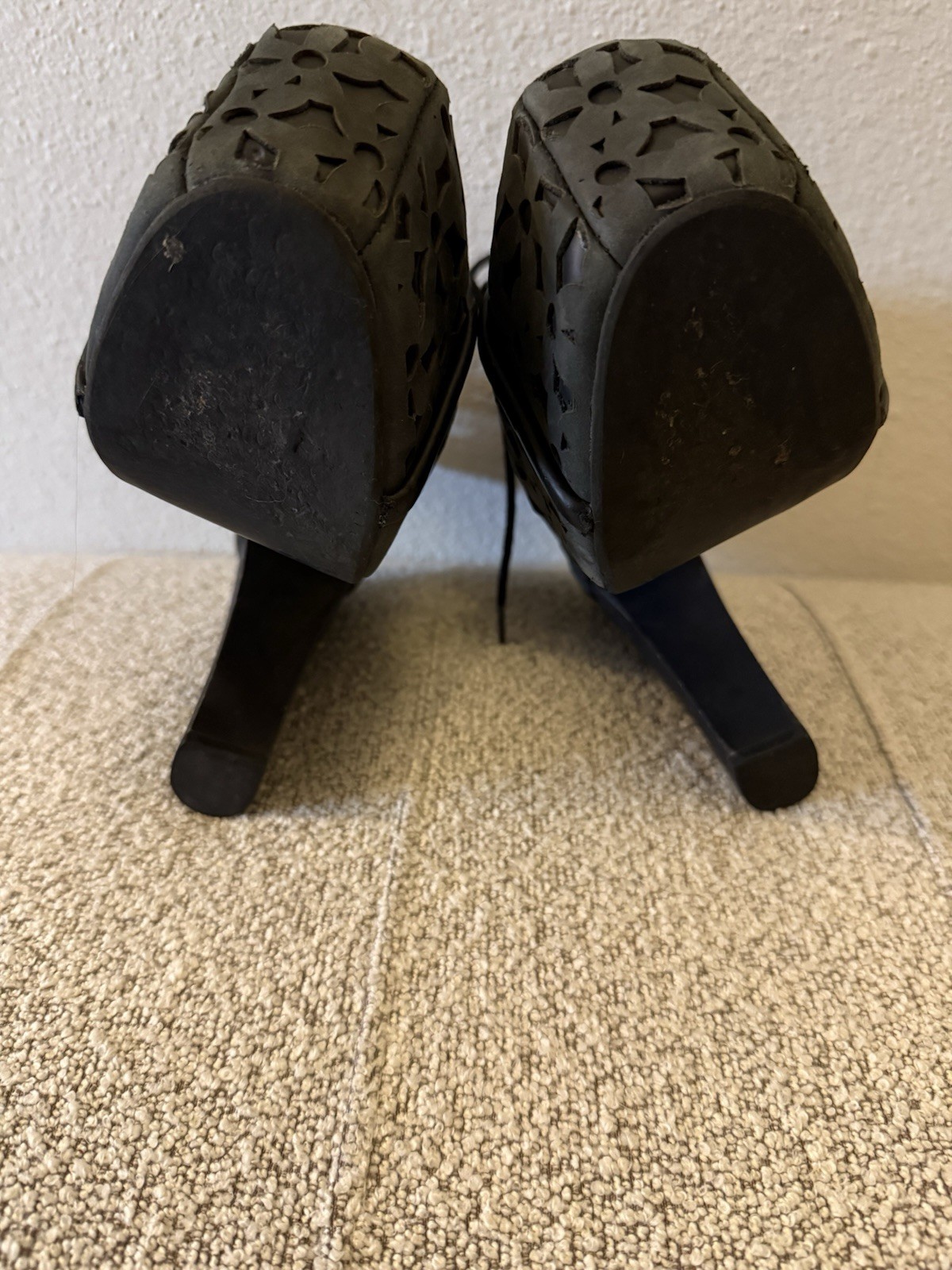 Size 6 – Jeffrey Campbell Lita Black See Through Floral VTG Handmade Havana Last