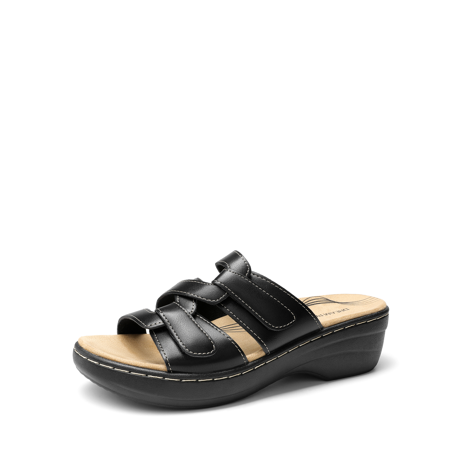 Women Summer Arch Support Slide Sandals Adjustable Strap Beach Low Wedge Sandals