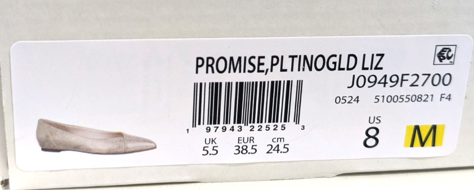 LifeStride Promise Platino Gold Lizard Women’s Pointed Toe Flats – Size 8 NWB