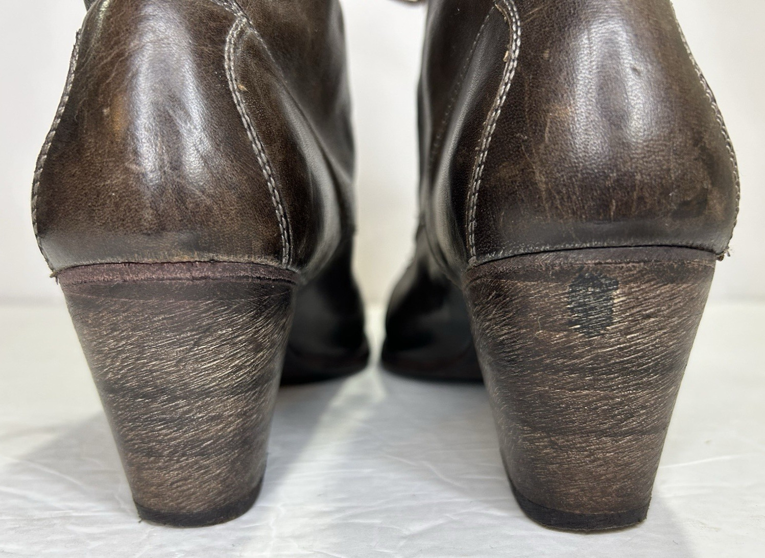 N.D.C. Made by Hand Ankle Boots Women 40 9.5 Brown Leather Lace-Up Heeled Spain