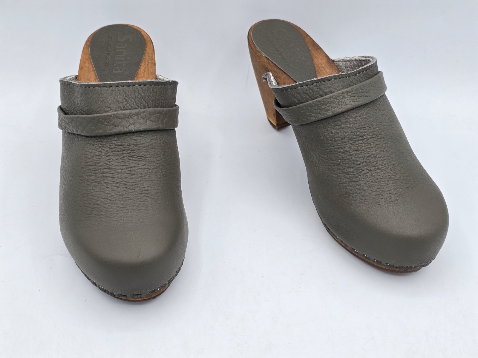 Sanita Women Sage Green High Heeled Danish Clogs Wooden Sole – EU 36 | USA 5.5-6