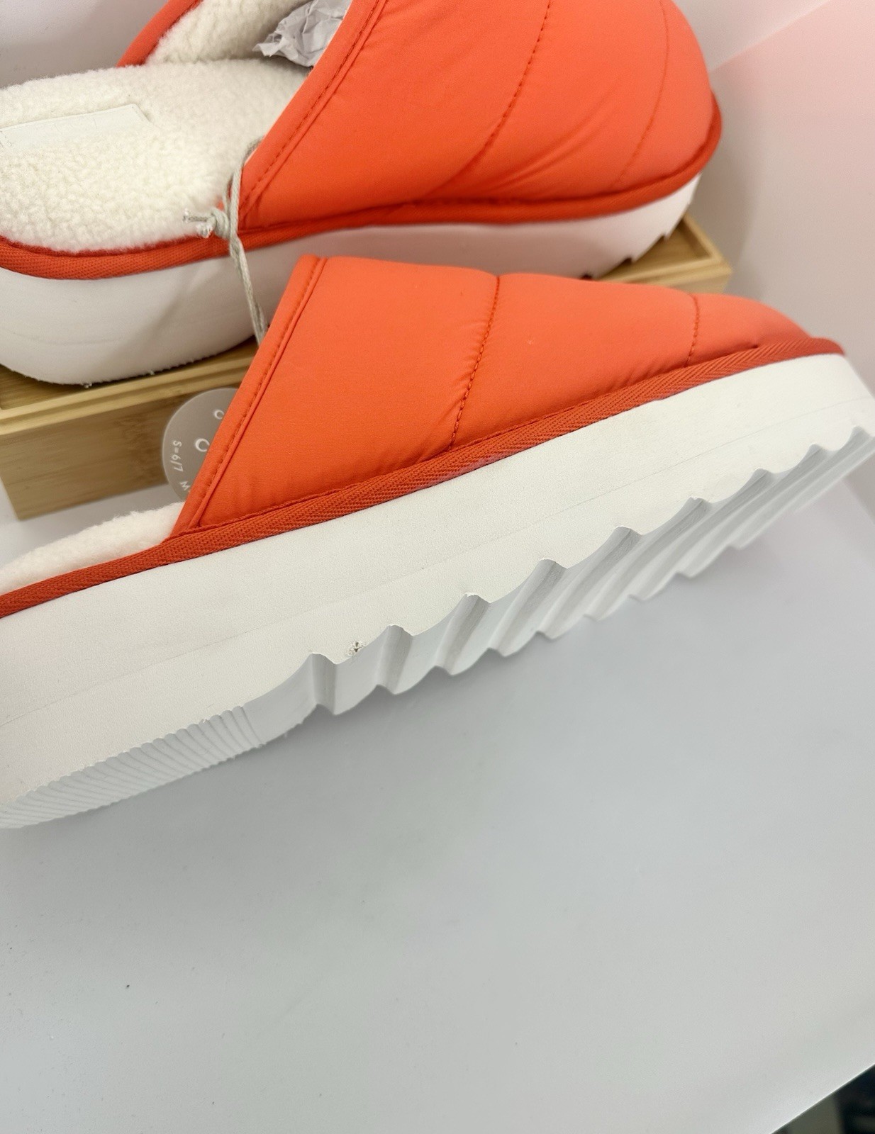 NWT Anthropologie MAEVE Coral White Puffy Quilted Platform Slippers Slides XL 12