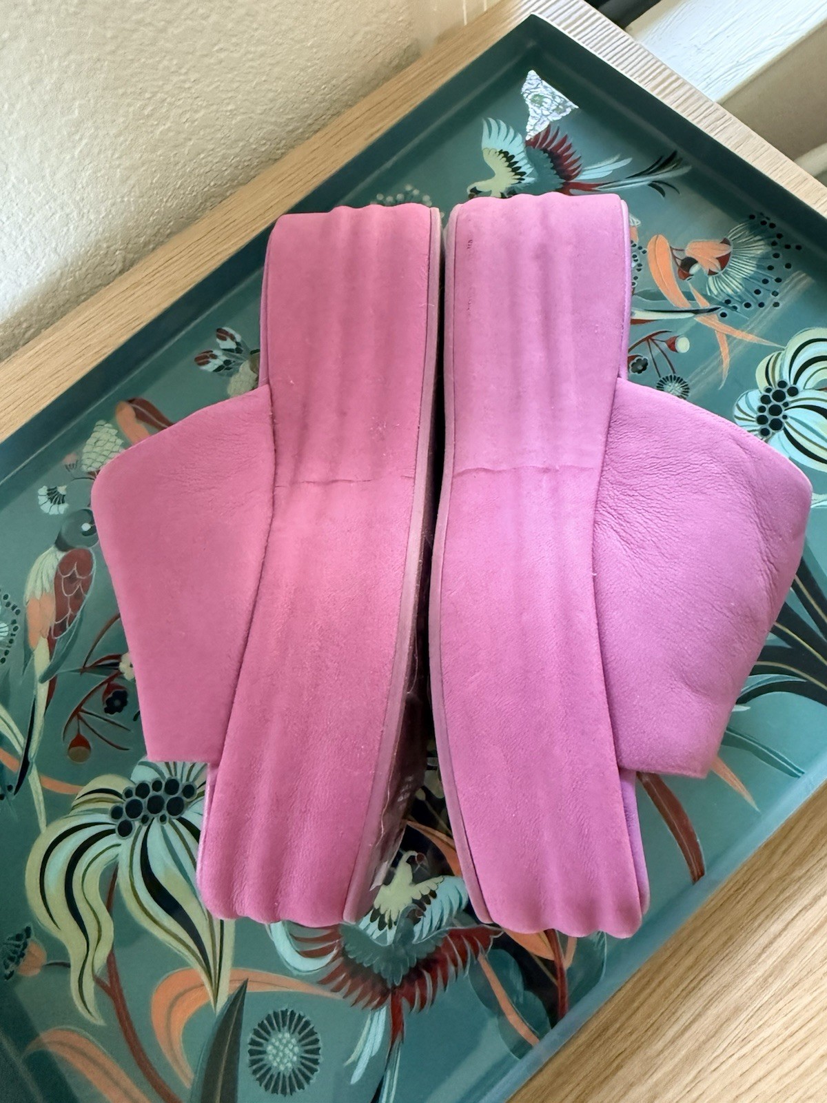 Free People Fuschia Harbor Suede Platform Slide 7.5 NEW