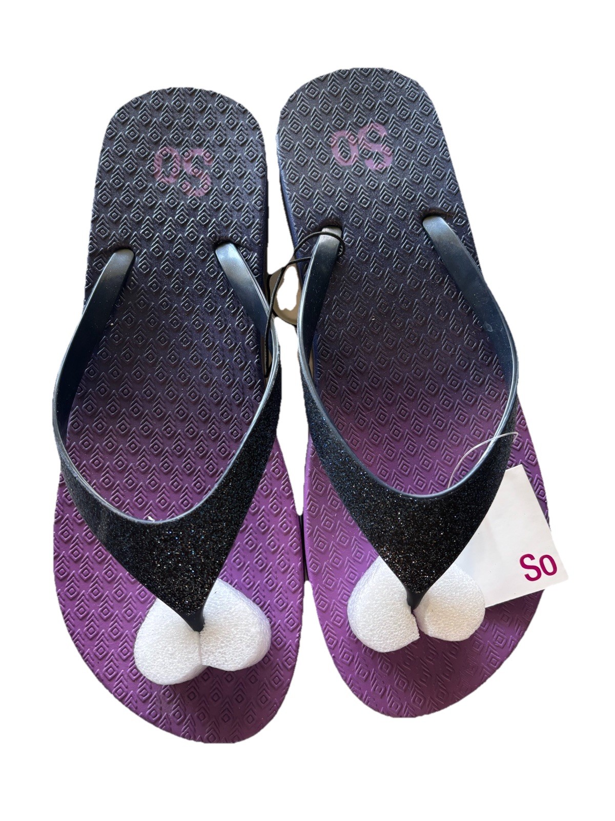 SO Ombre Hooded Glitter Flip Flop Wedge Sandal NWT Navy L /9-10 NEW Beach Vacay