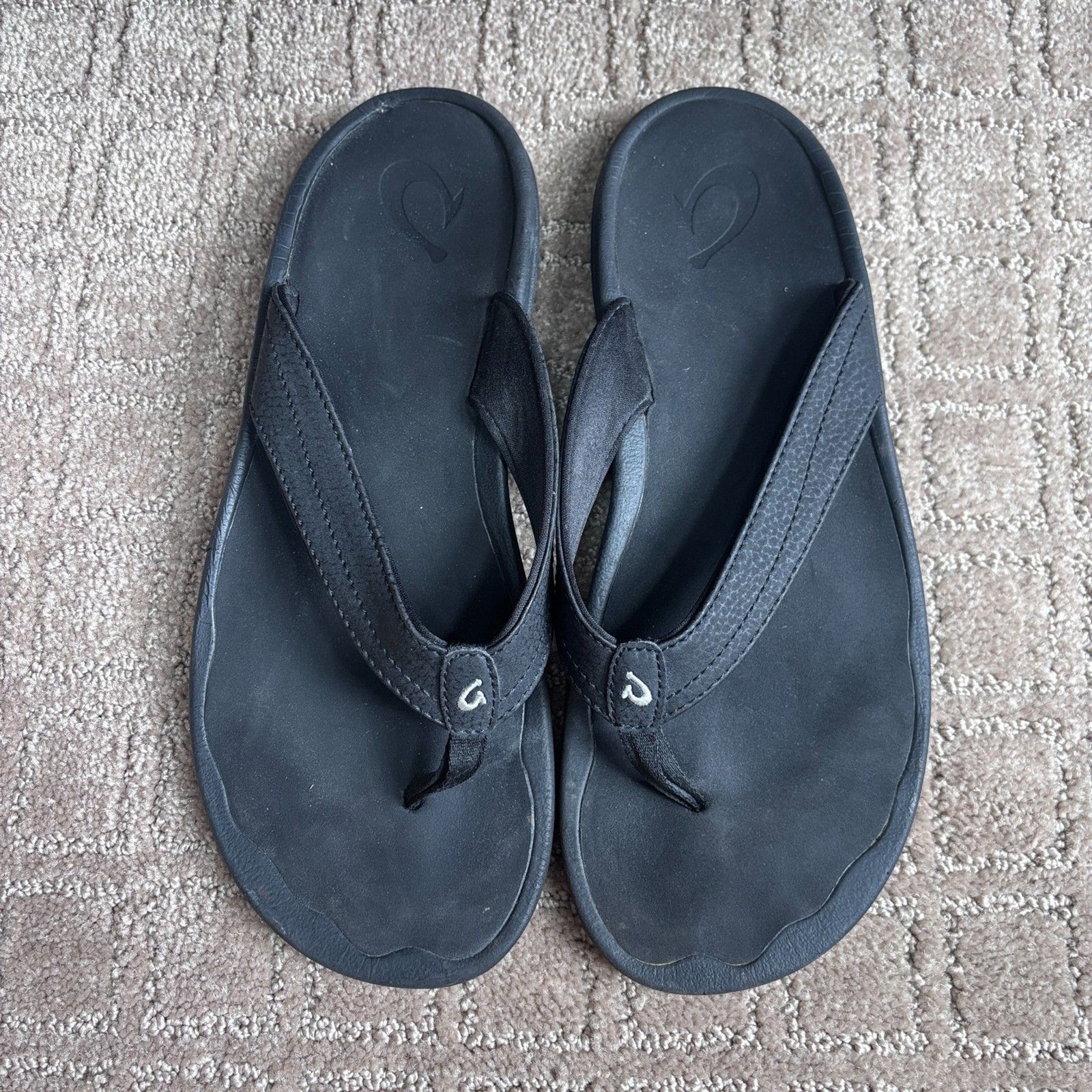 Olukai Ohana Flip Flop Sandals Women’s 10 Black Casual Travel Vacation Comfort