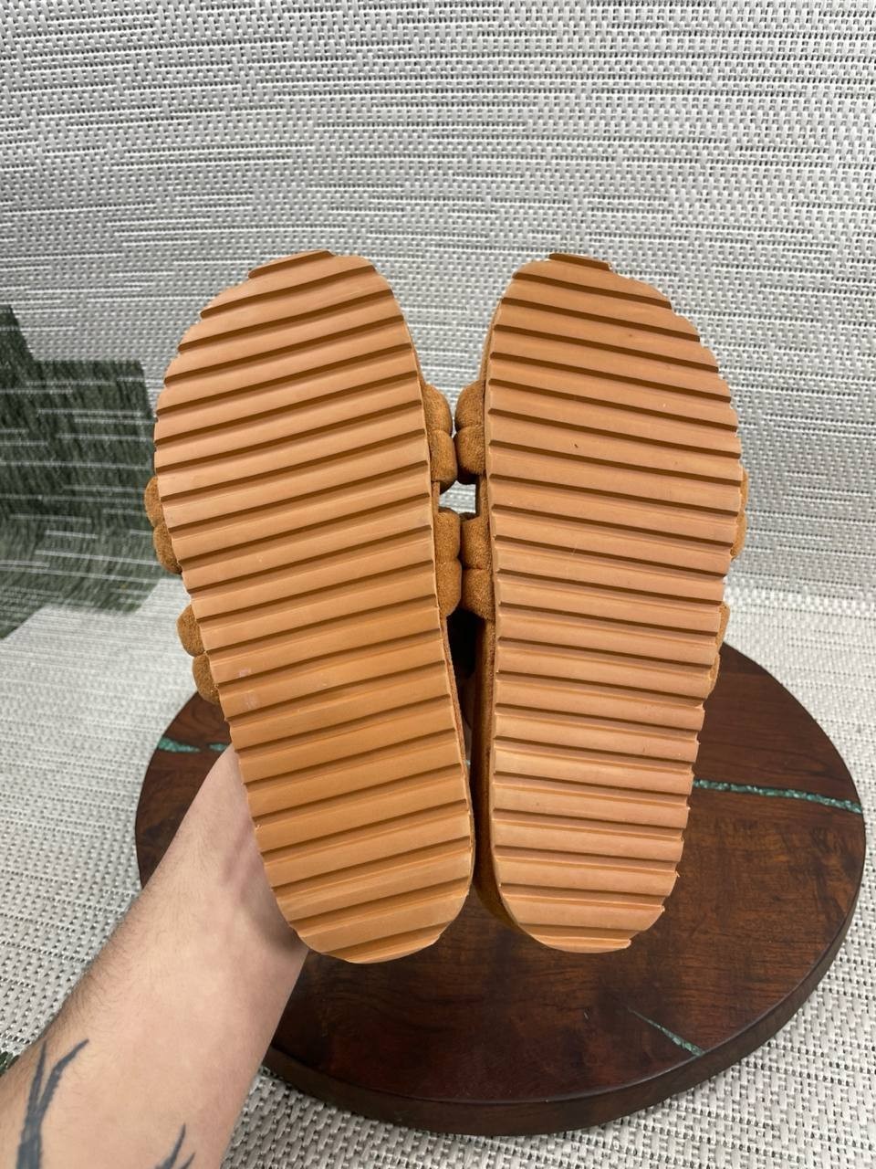 Varley Sandals Womens Size 6 Giles Quilted Slide Brown Textile Comfort Slip On