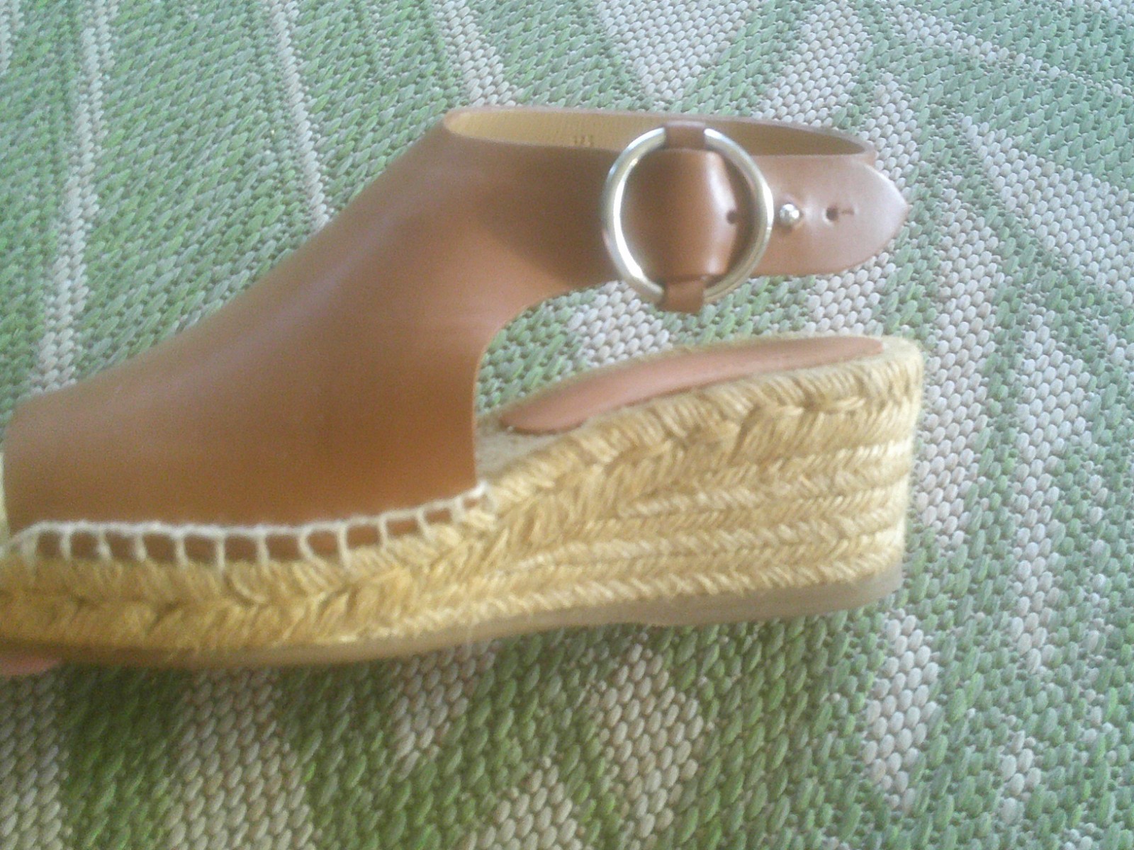 Rag & Bone Tan Leather Calla Espadrille Sandals O-ring Buckle 37.5 US 7.5 NWOB