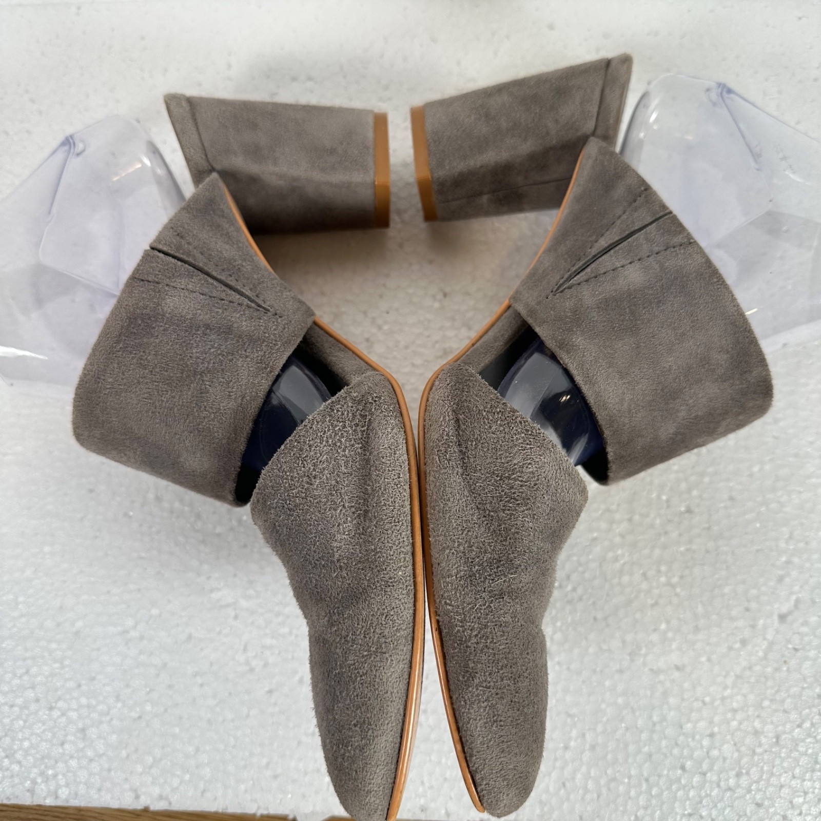 Able Joselyne Gray Suede Slingback Heels Women’s 9.5 Pointed Toe 3.25″ Heel