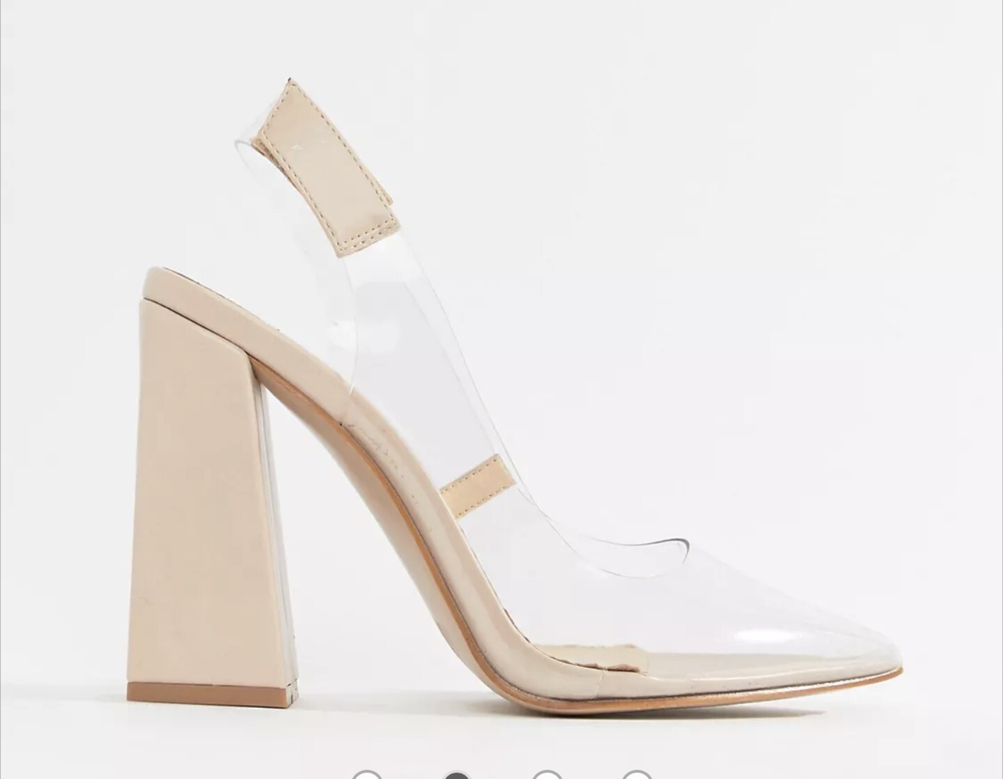 Public Desire Lure Nude Clear Block Heel Sandals Size US 5.5 EU 36