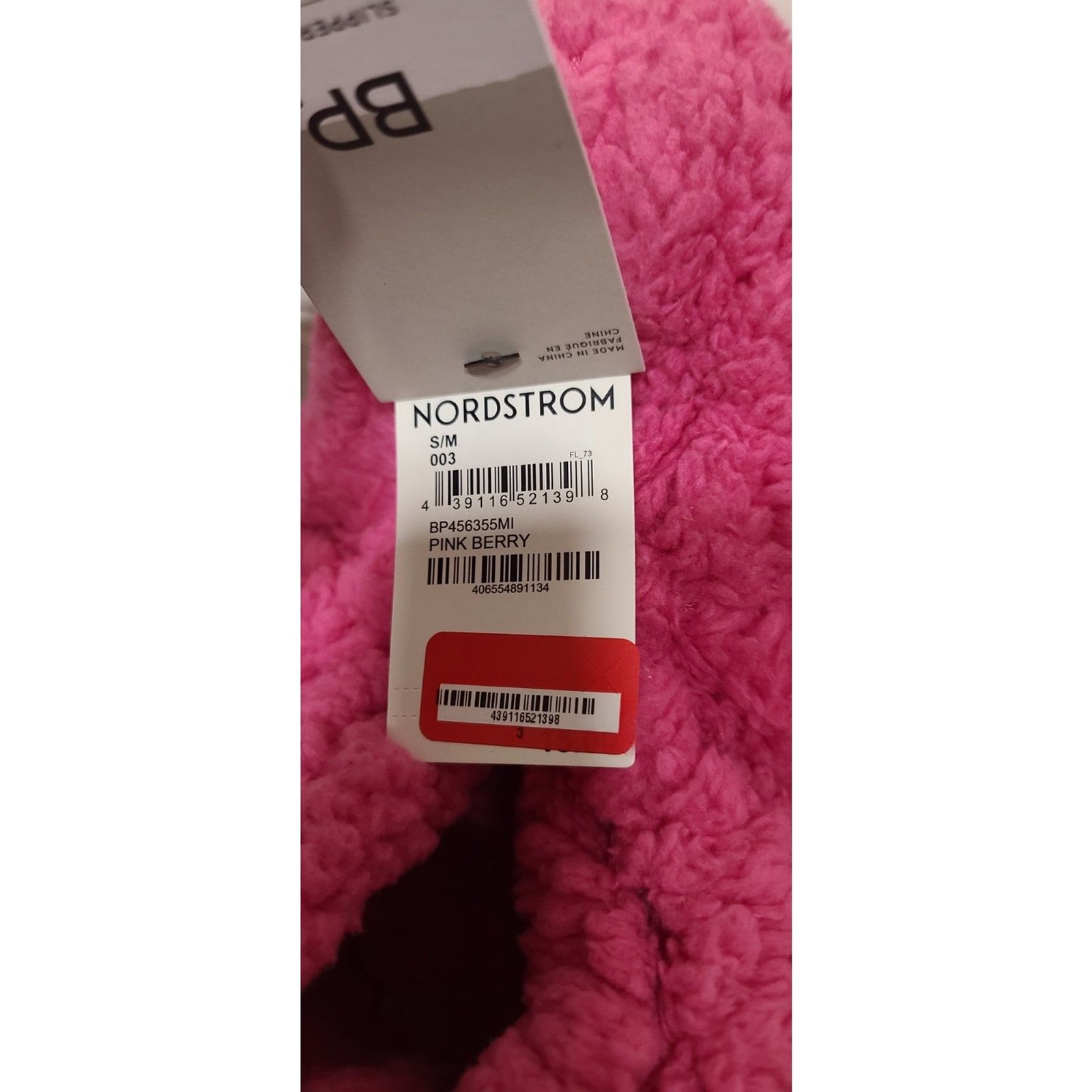 Nordstrom BP Womens Pink Berry Shearling Pull On Boots Slippers Size S/M 5-7 NWT