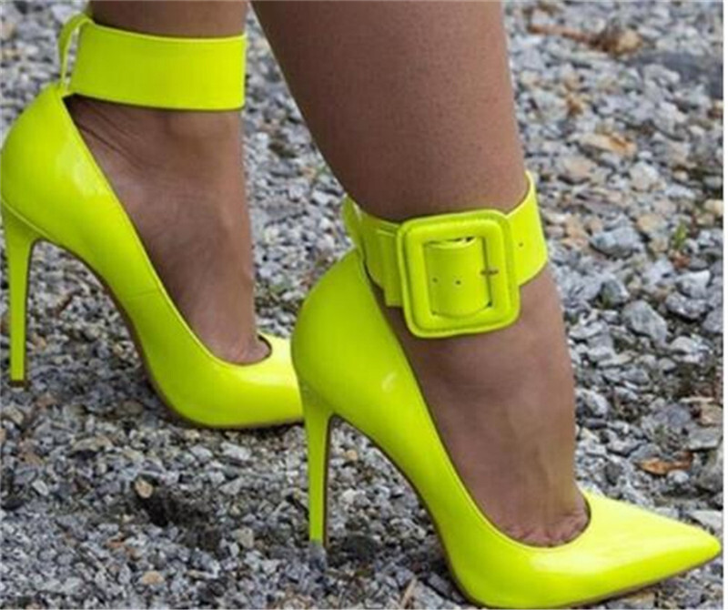 Women Pumps Pointy Toe High Heels Ankle Strap Dress Party Office Shoes Size 4-15