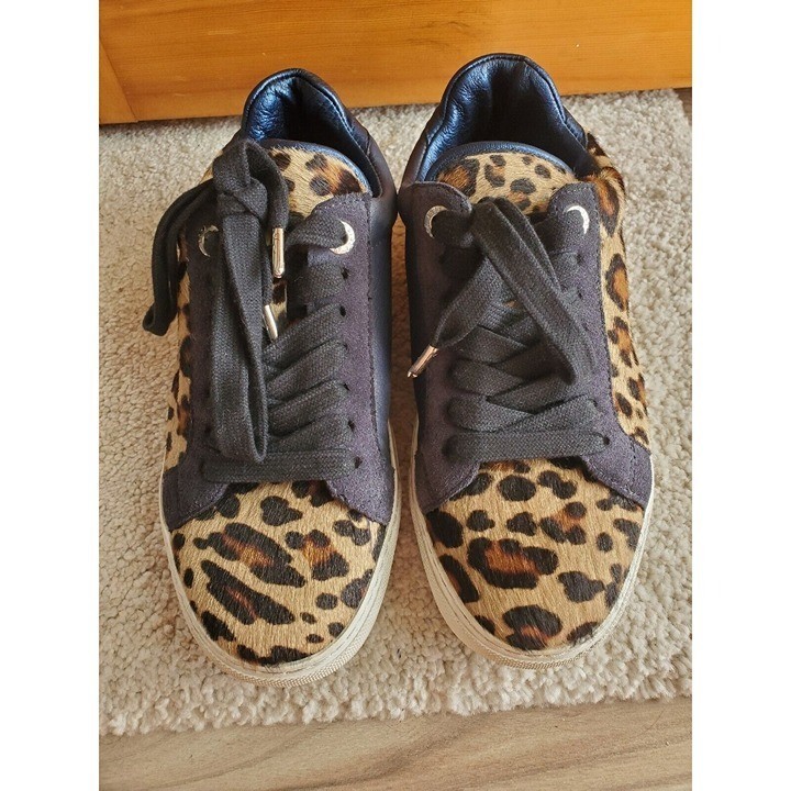 Zadig & Voltaire Women’s Leopard Print Blue Leather Sneakers size 36 US 6.5