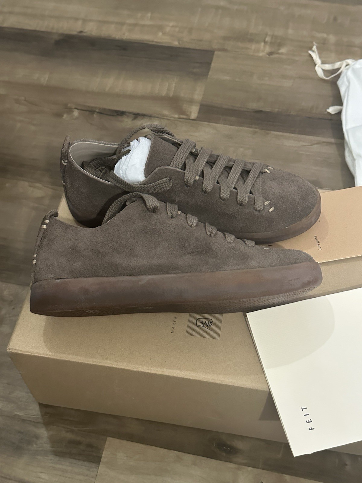 Feit Latex Low Suede Brown Sneakers Sz 35 US Women’s 5 Made In Italy NIB