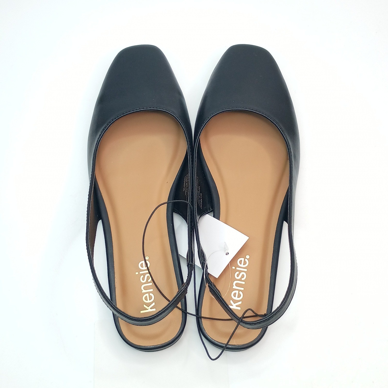 Kensie Felice Flats Slingback Square Toe Women Size 8 Black Block Heel Slingback